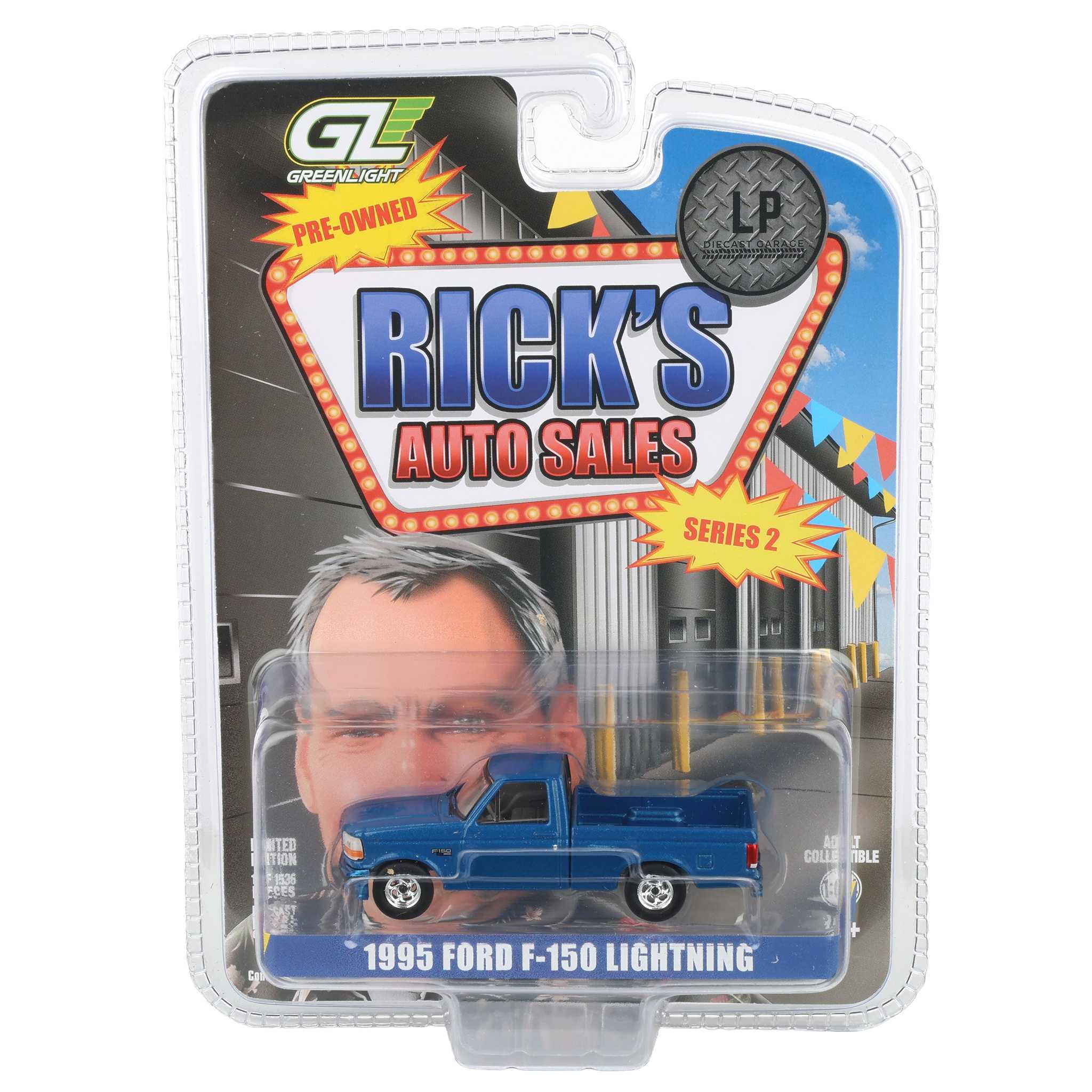 1/64 1995 Ford F-150 Lightning Pickup Truck, Sonic Blue, Rick's Auto Sales Series 2 by GreenLight Collectibles - Image 6