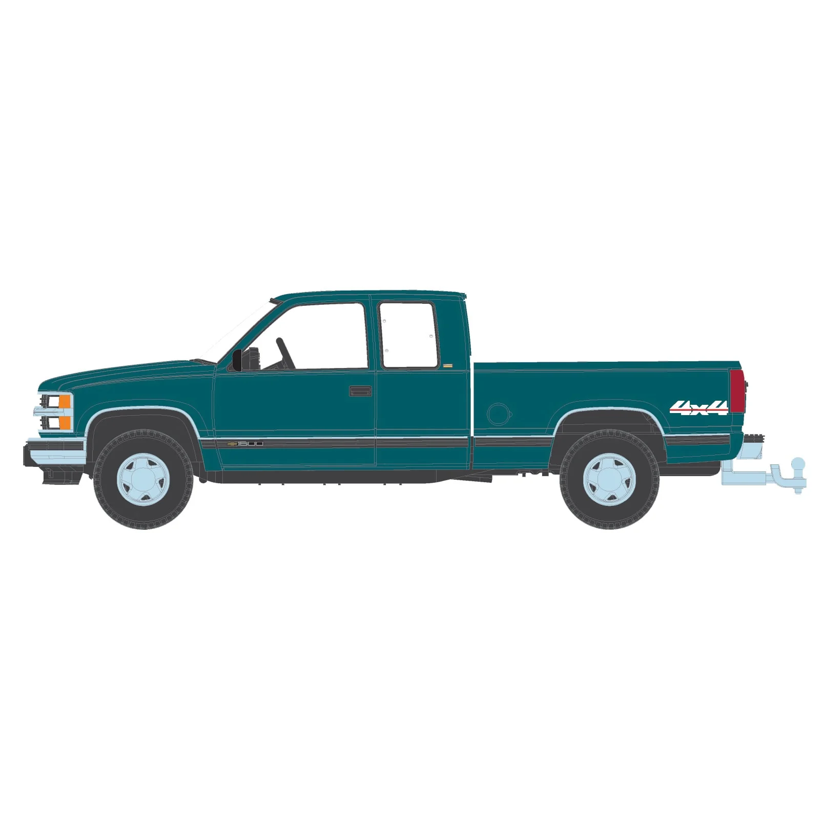 1/64 1998 Chevrolet Silverado 1500 Extended Cab, Emerald Green, Outback Toys Exclusive
