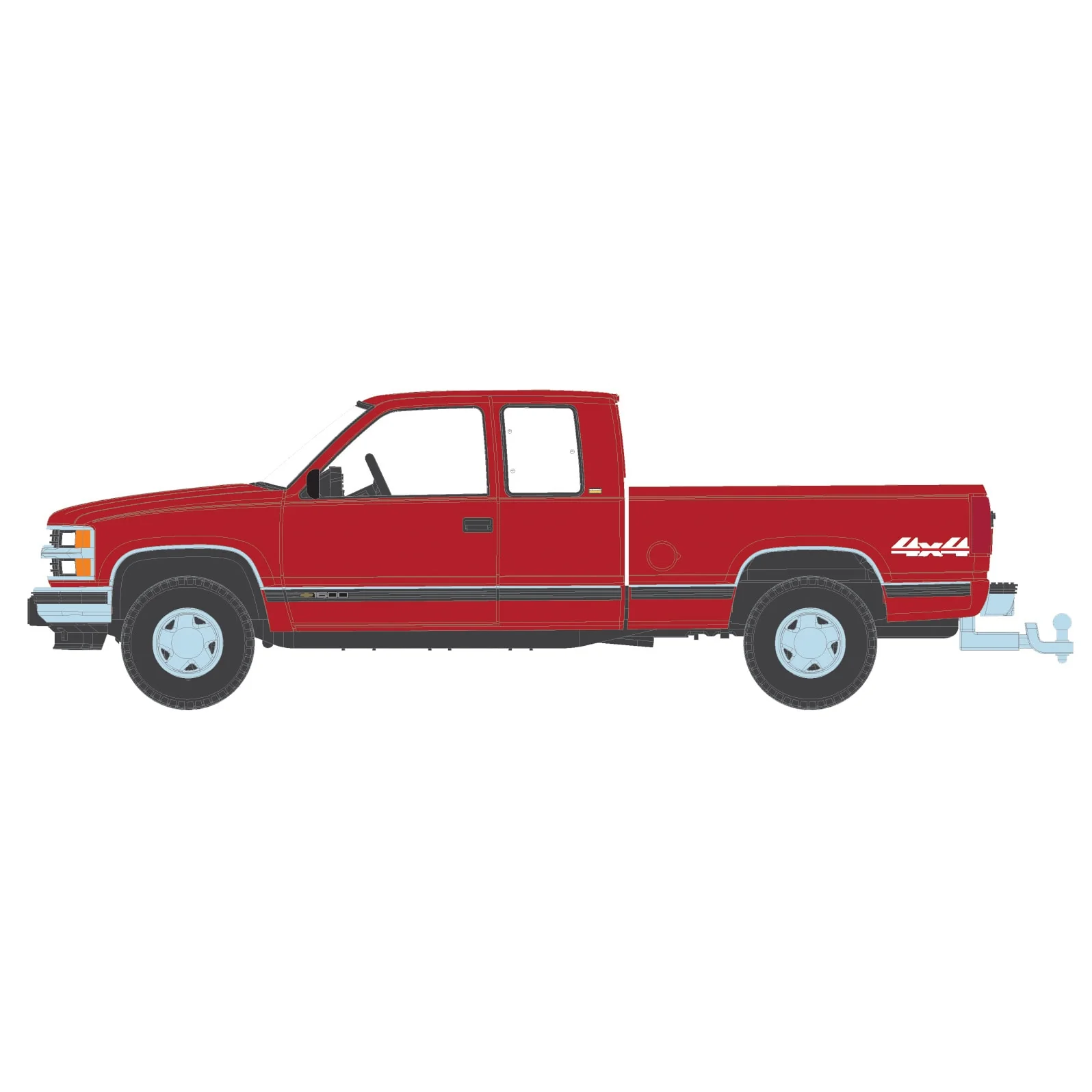 1/64 1998 Chevrolet Silverado 1500 Extended Cab, Victory Red, Outback Toys Exclusive