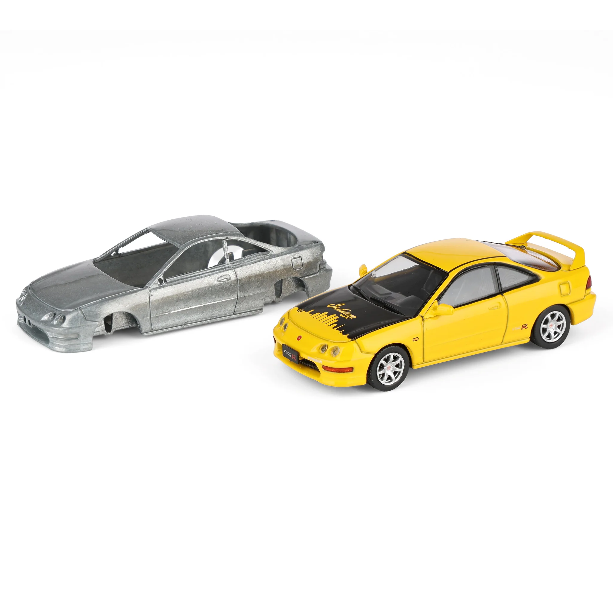 1/64 2000 Honda Integra Type R Export Version Raw Casting Dual Pack, Phoenix Yellow, 2025 GreenLight Waltersons Product Expo Dinner Exclusive