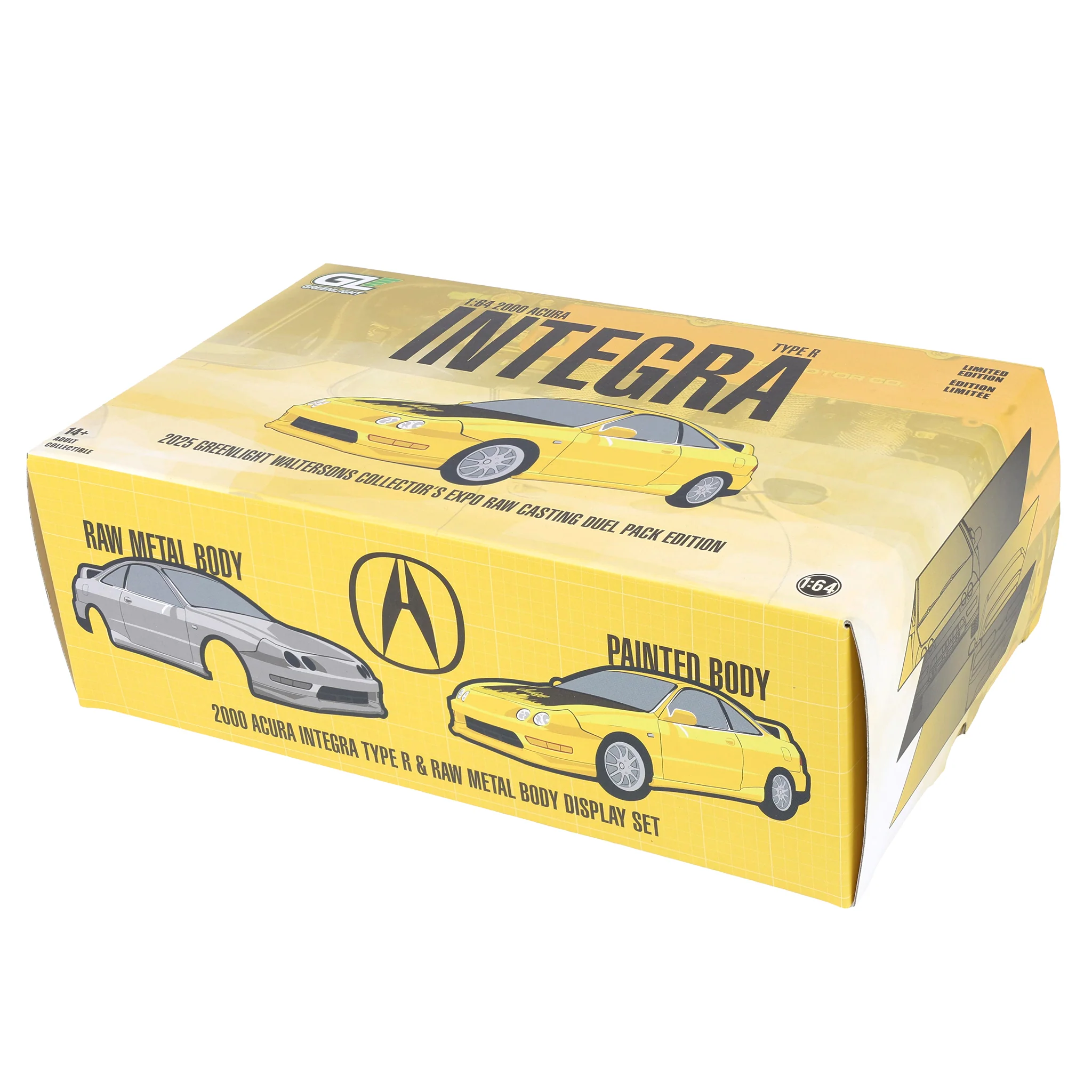 1/64 2000 Honda Integra Type R Export Version Raw Casting Dual Pack, Phoenix Yellow, 2025 GreenLight Waltersons Product Expo Dinner Exclusive - Image 7
