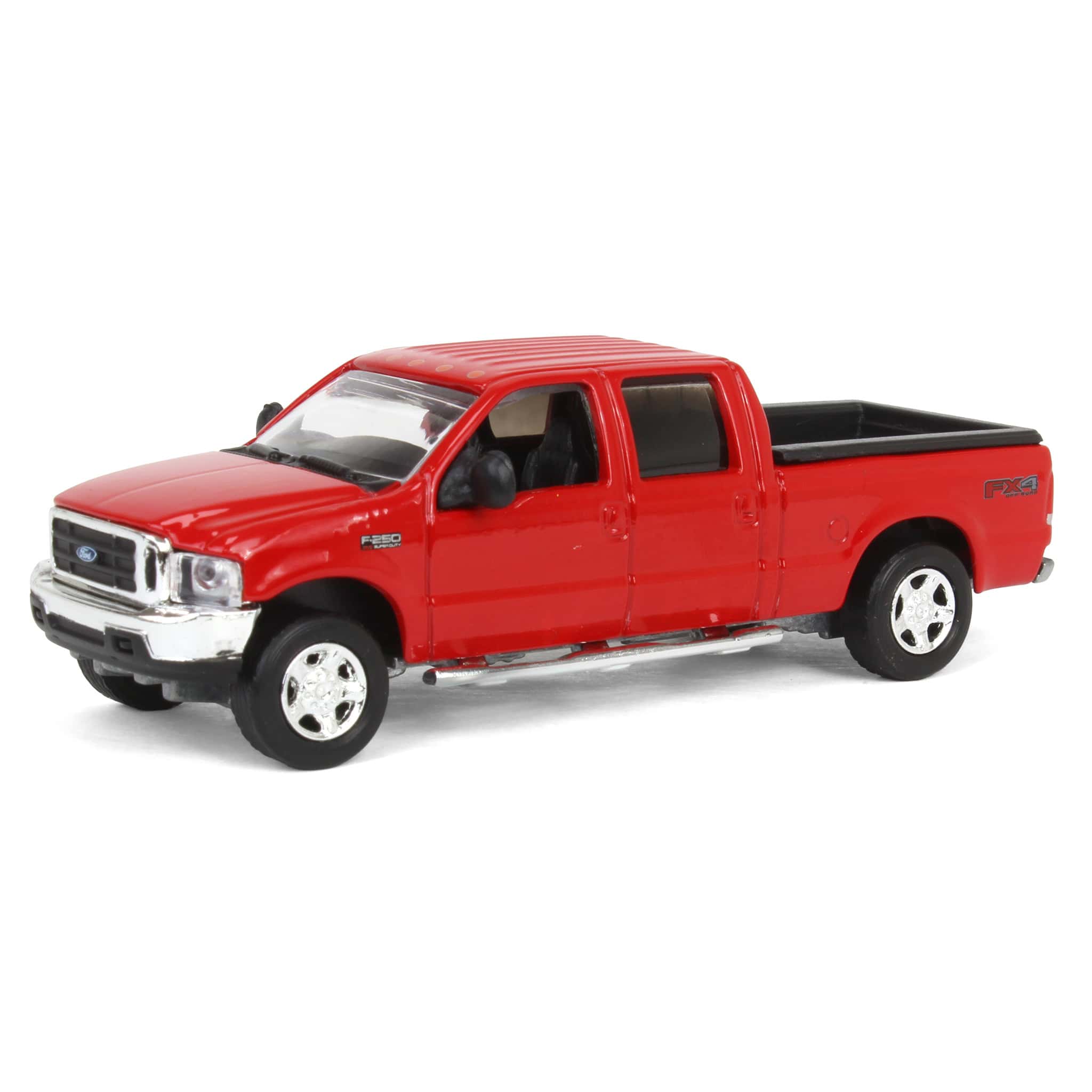 1/64 2004 Ford F-250 Super Duty Crew Cab Pickup Truck, Bright Red, LP Diecast Garage Exclusive