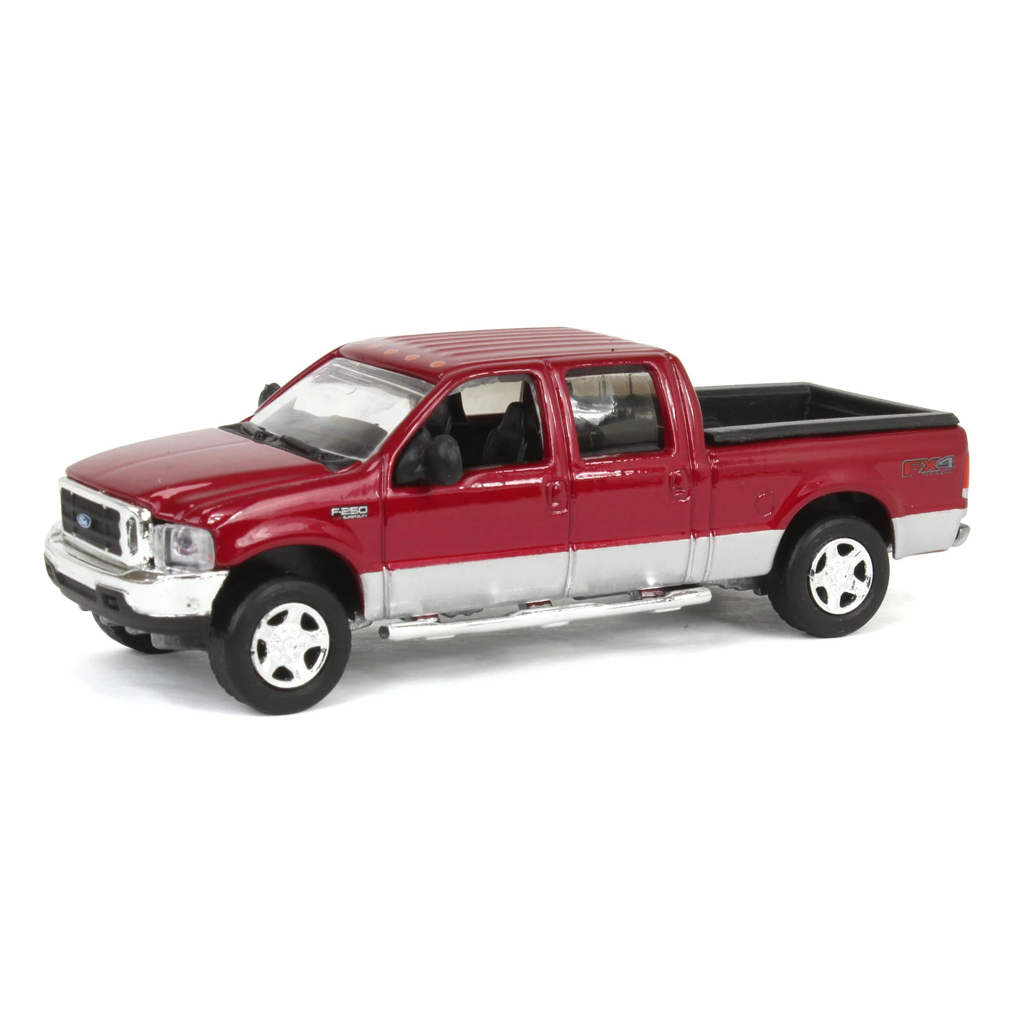 1/64 2004 Ford F-250 Super Duty Crew Cab Pickup Truck, Toreador Red & Silver Two-Tone, LP Diecast Garage Exclusive