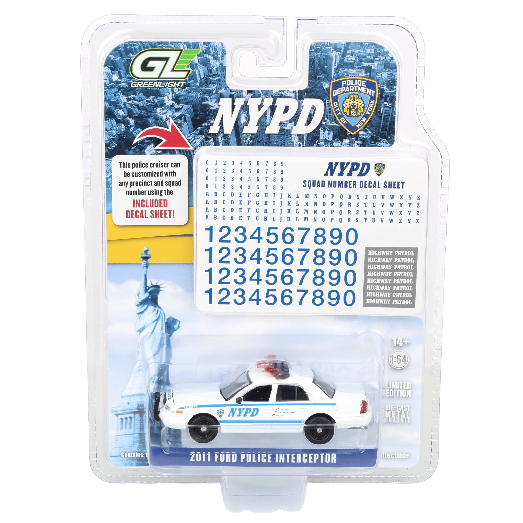 1/64 2011 Ford Crown Victoria Police Interceptor, NYPD, Squad Number Decal Sheet - Image 7