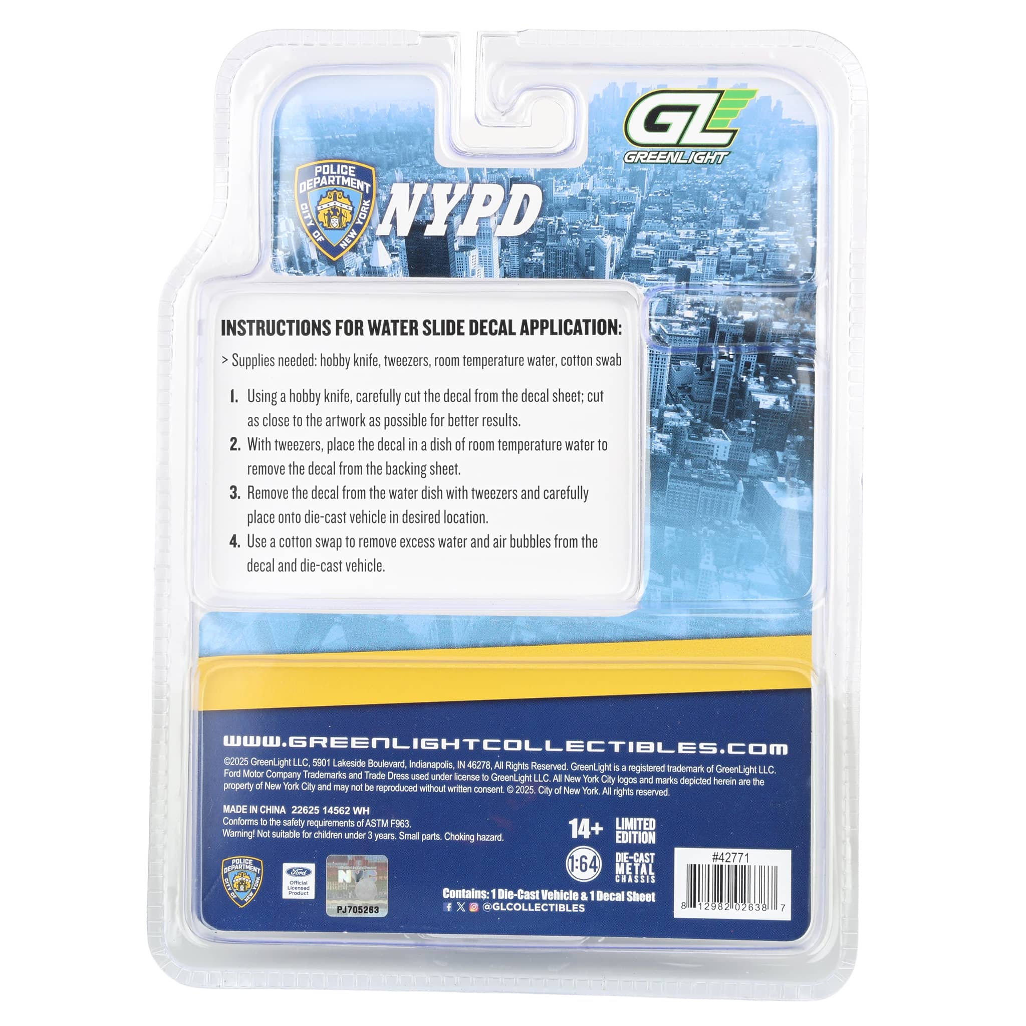 1/64 2011 Ford Crown Victoria Police Interceptor, NYPD, Squad Number Decal Sheet - Image 8