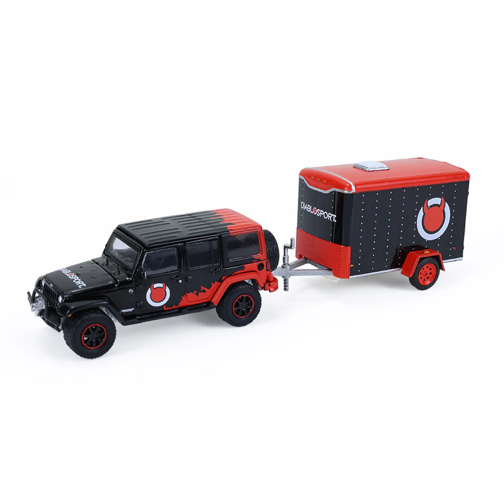 1/64 2012 Jeep Wrangler Unlimited with Small Cargo Trailer, Diablo Sport, Hitch & Tow Series 33