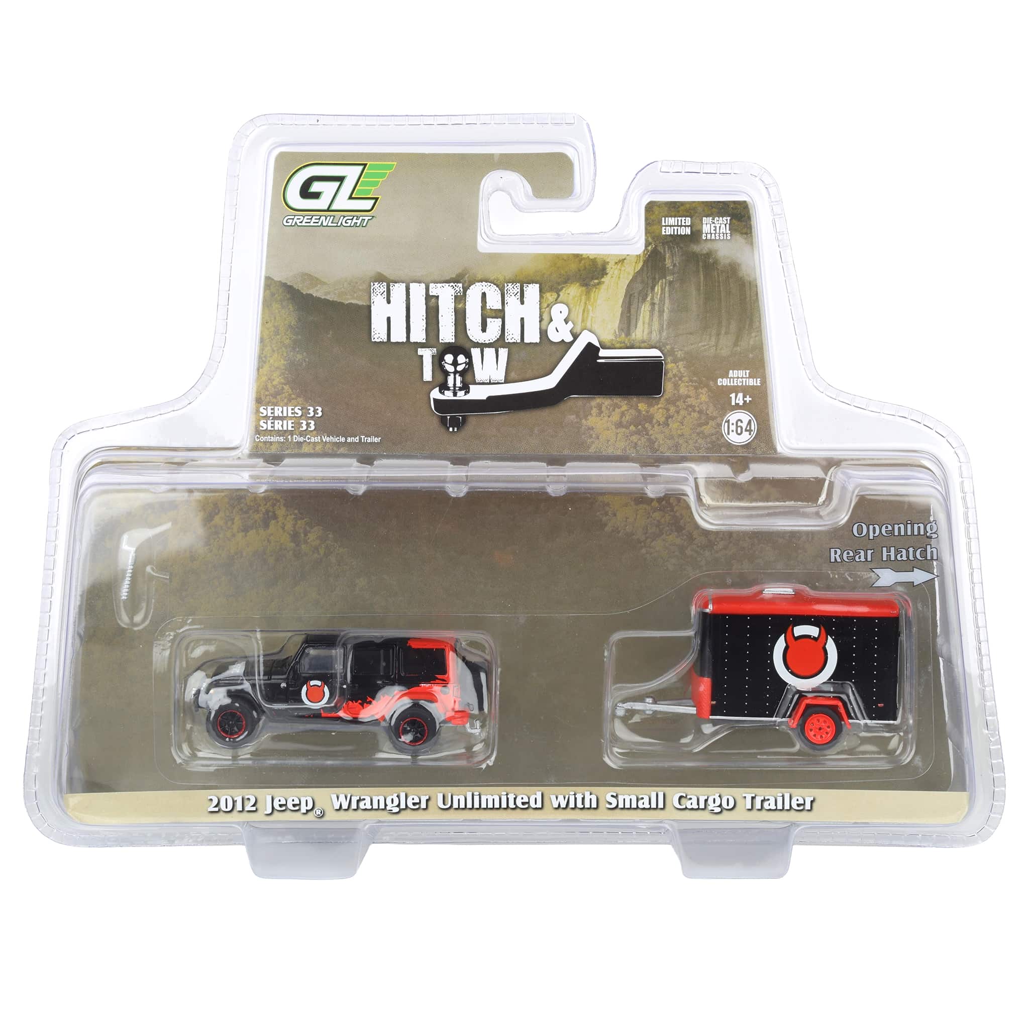 1/64 2012 Jeep Wrangler Unlimited with Small Cargo Trailer, Diablo Sport, Hitch & Tow Series 33 - Image 11