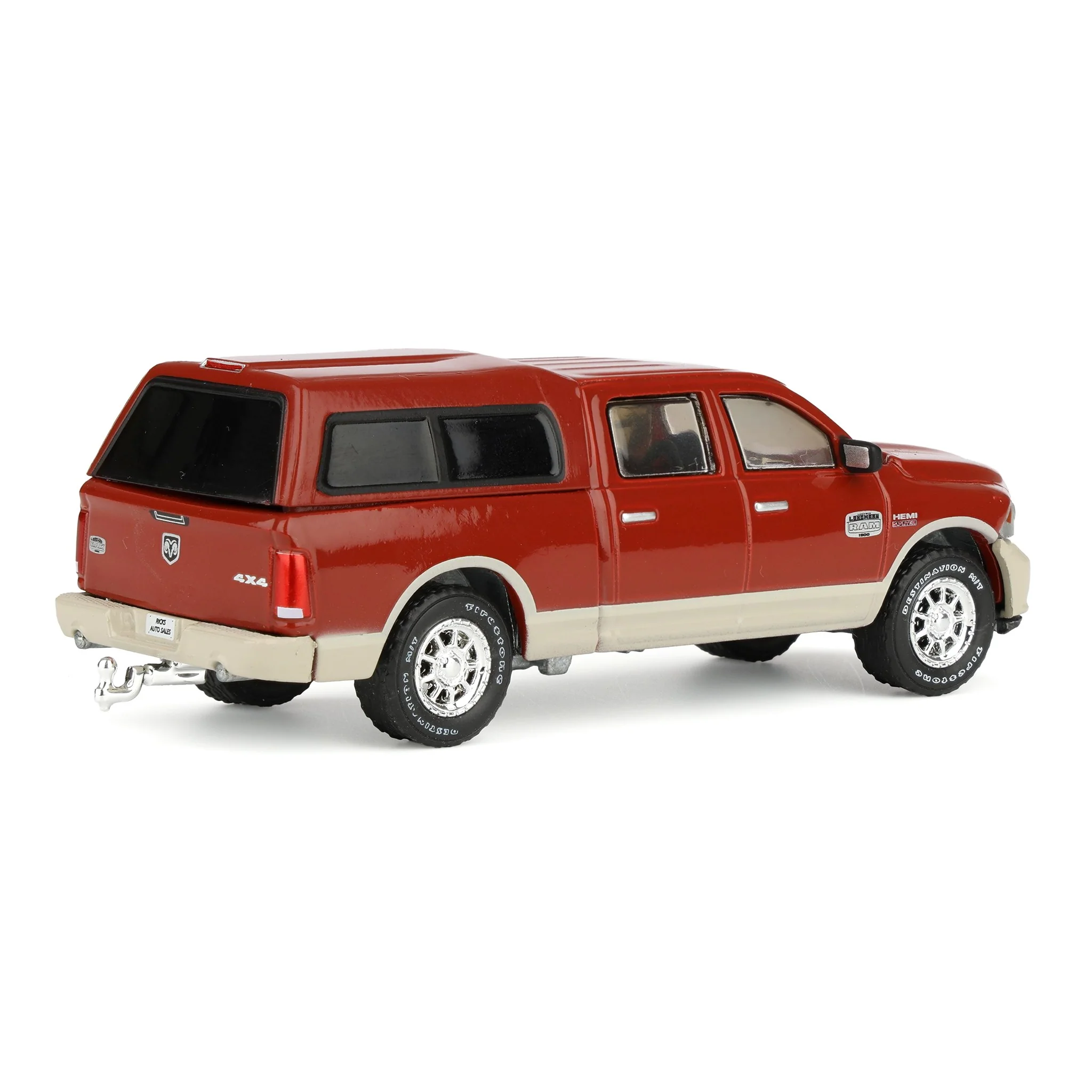 1/64 2015 Ram 1500 Longhorn Pickup Truck with Cap, Red & Gold, Rick's Auto Sales Series 2 by GreenLight Collectibles - Image 3