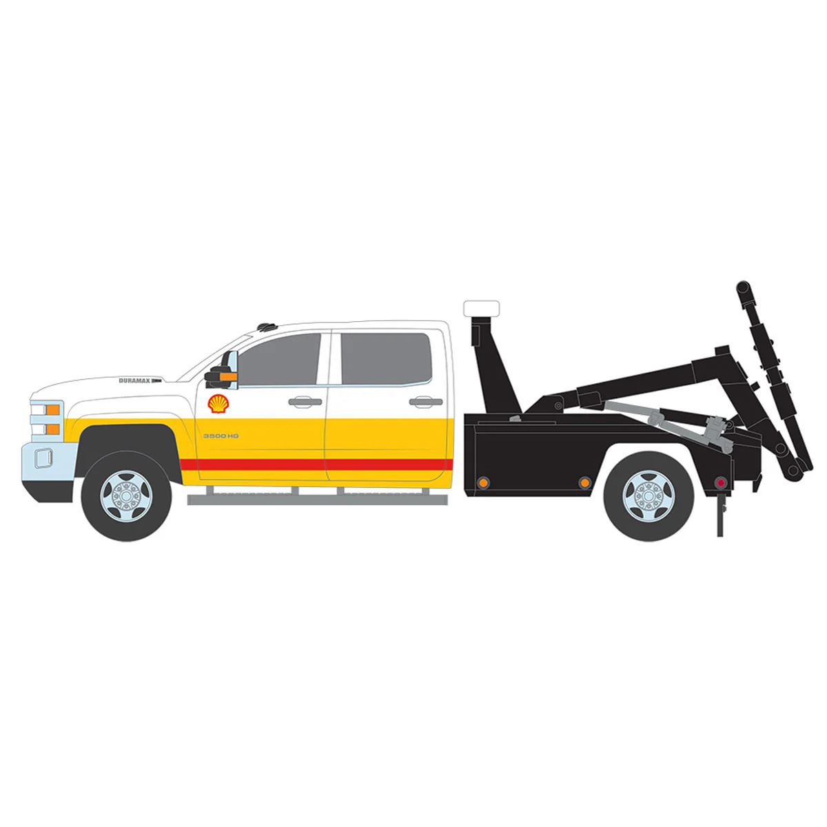 1/64 2017 Chevrolet Silverado HD 3500 Dually Wrecker, Shell Oil, Dually Drivers Series 14 - Image 2