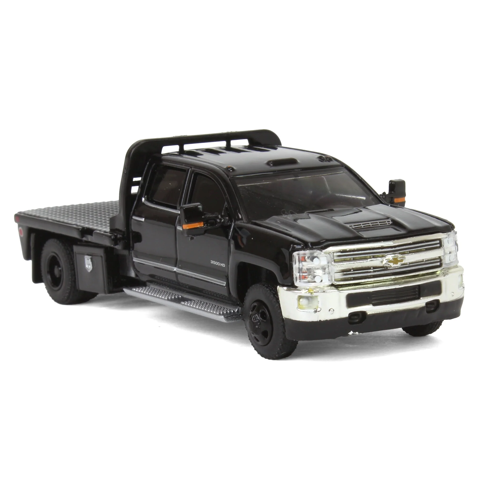 1/64 2018 Chevrolet Silverado 3500 Dually Flatbed Pickup Truck, Black, Collaboration Exclusive - Image 2