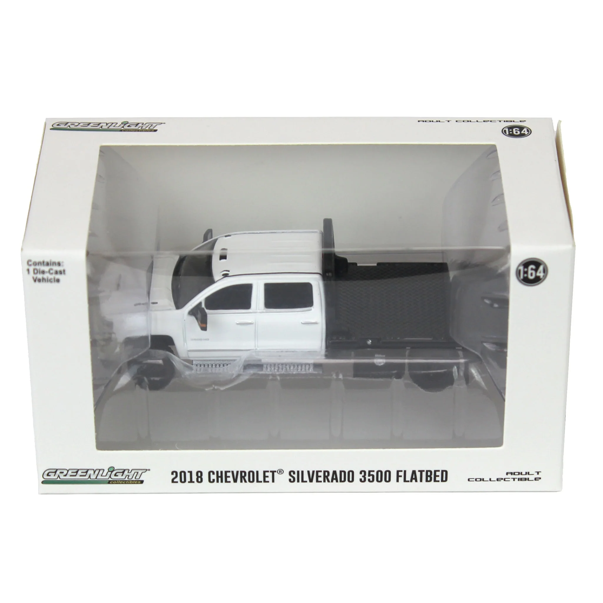 1/64 2018 Chevrolet Silverado 3500 Dually Flatbed Pickup Truck, White, Collaboration Exclusive - Image 5