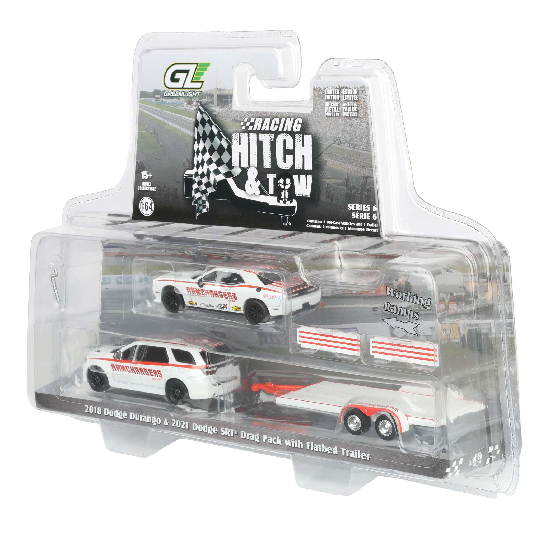 1/64 2018 Dodge Durango with Flatbed Trailer & 2016 Dodge Challenger SRT Hellcat - Image 3