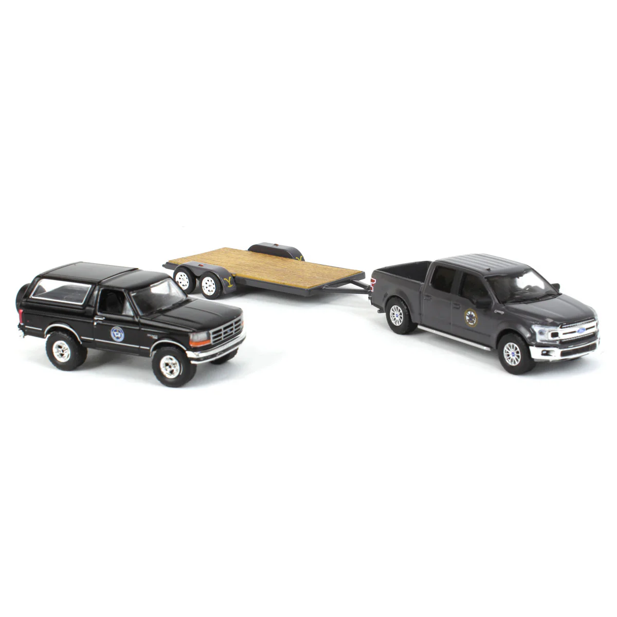 1/64 2018 Ford F-150 Pickup Truck with 1992 Ford Bronco & Flatbed Trailer, Montana Livestock Assoc., Hitch & Tow Series 11 - Image 3