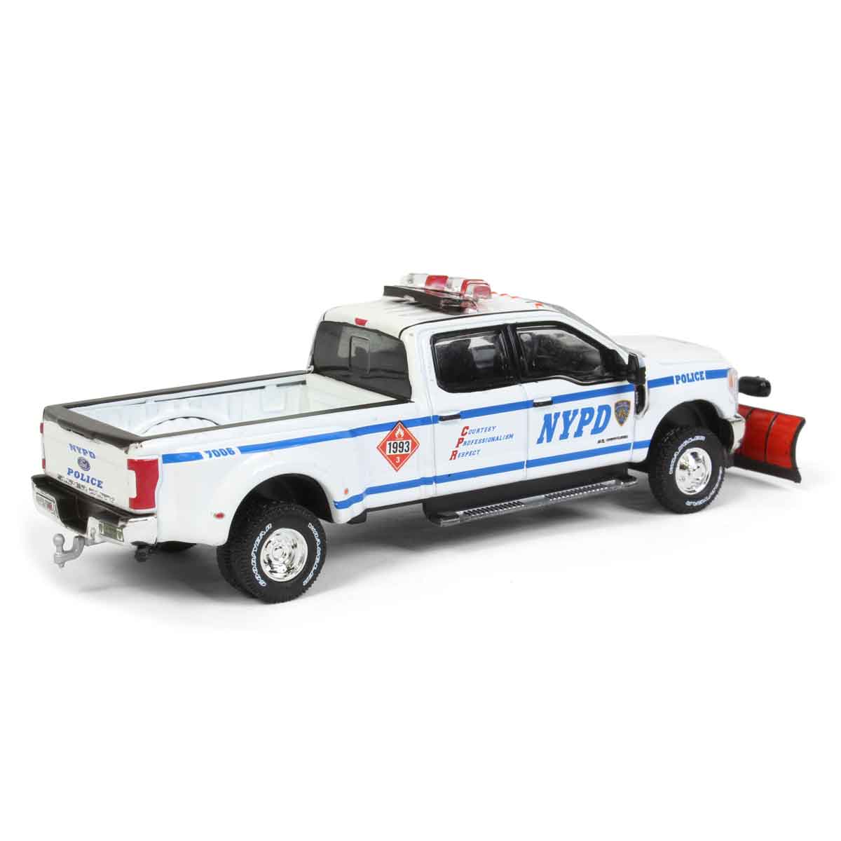 1/64 2019 Ford F-350 Dually Pickup Truck (NYPD) Class 3 Hazmat with Snow Plow - Image 3