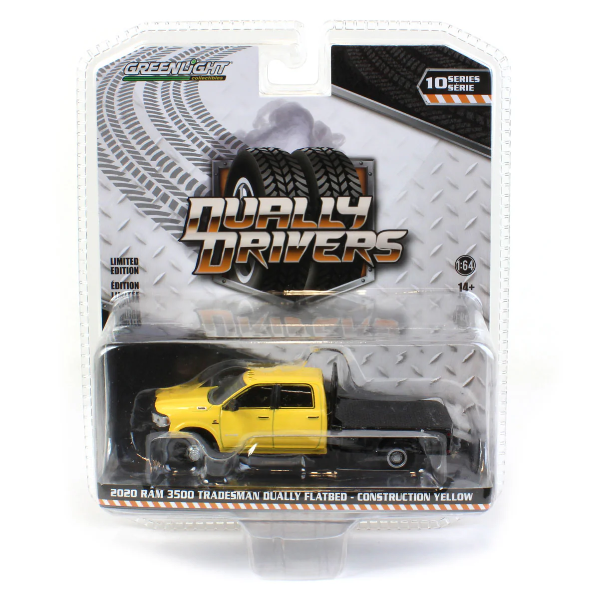 1/64 2020 RAM 3500 Tradesman Dually Flatbed, Construction Yellow, Dually Drivers Series 10 - Image 5