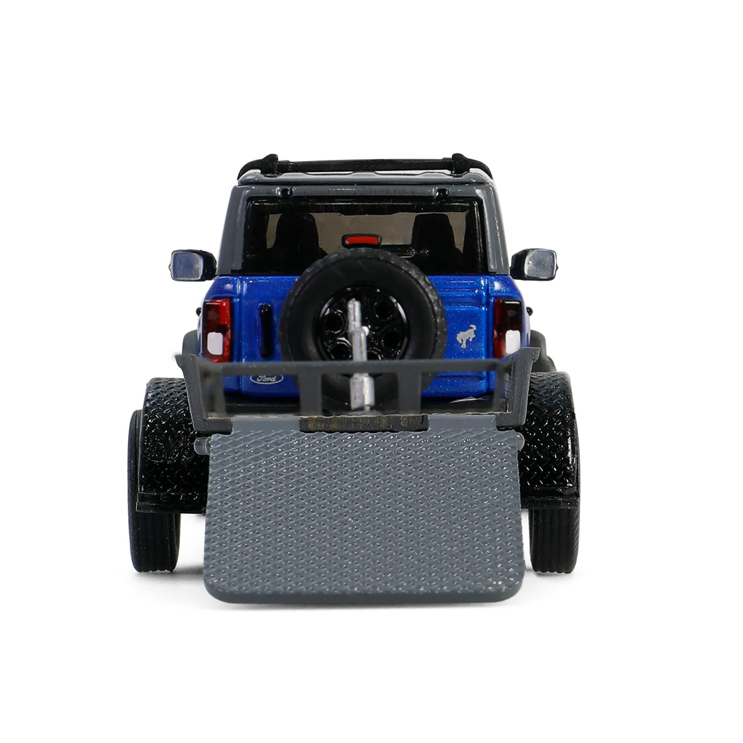 1/64 2021 Ford Bronco Black Diamond with Utility Trailer & Motorcycle, Velocity Blue, Hitch & Tow Series 32 - Image 11