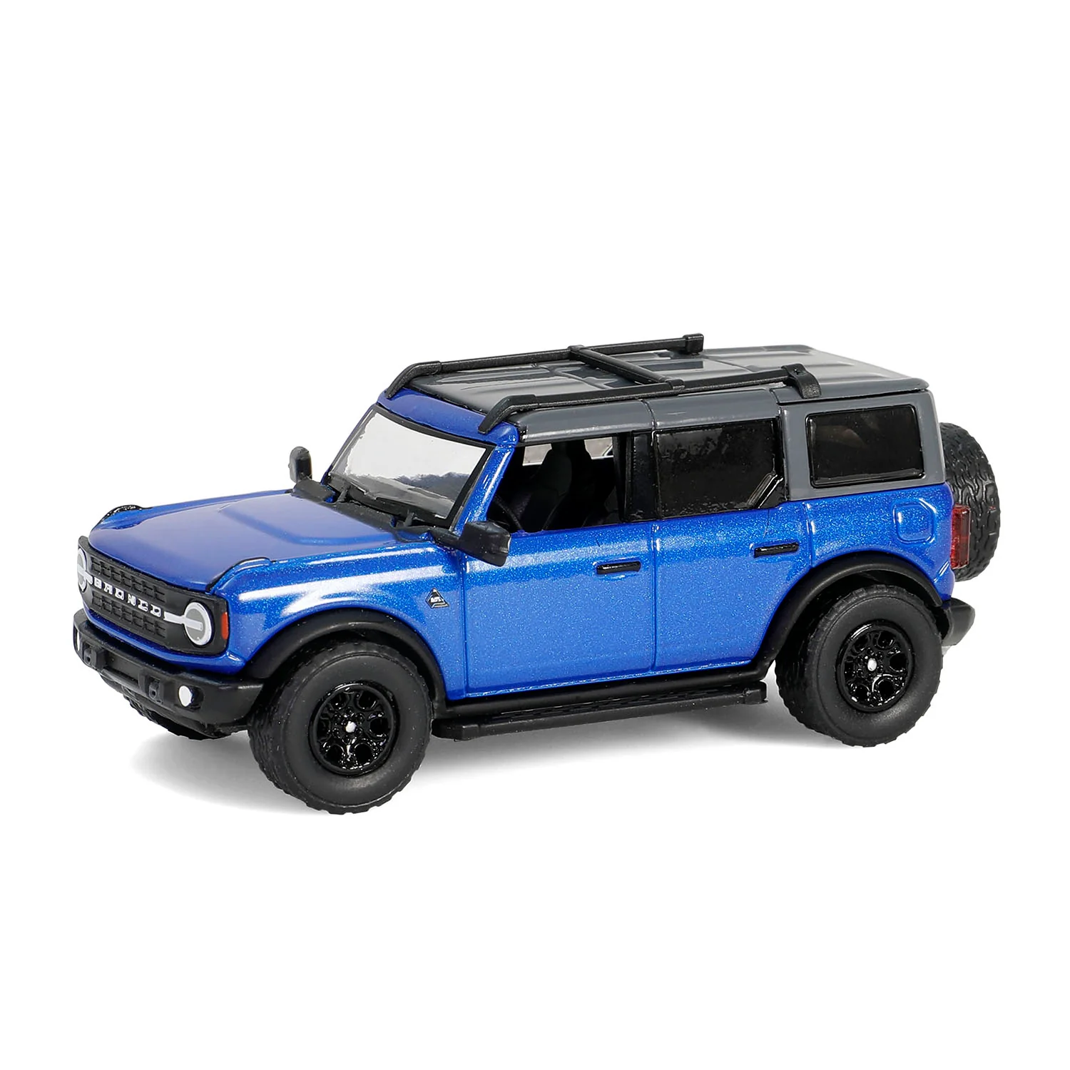 1/64 2021 Ford Bronco Black Diamond with Utility Trailer & Motorcycle, Velocity Blue, Hitch & Tow Series 32 - Image 3