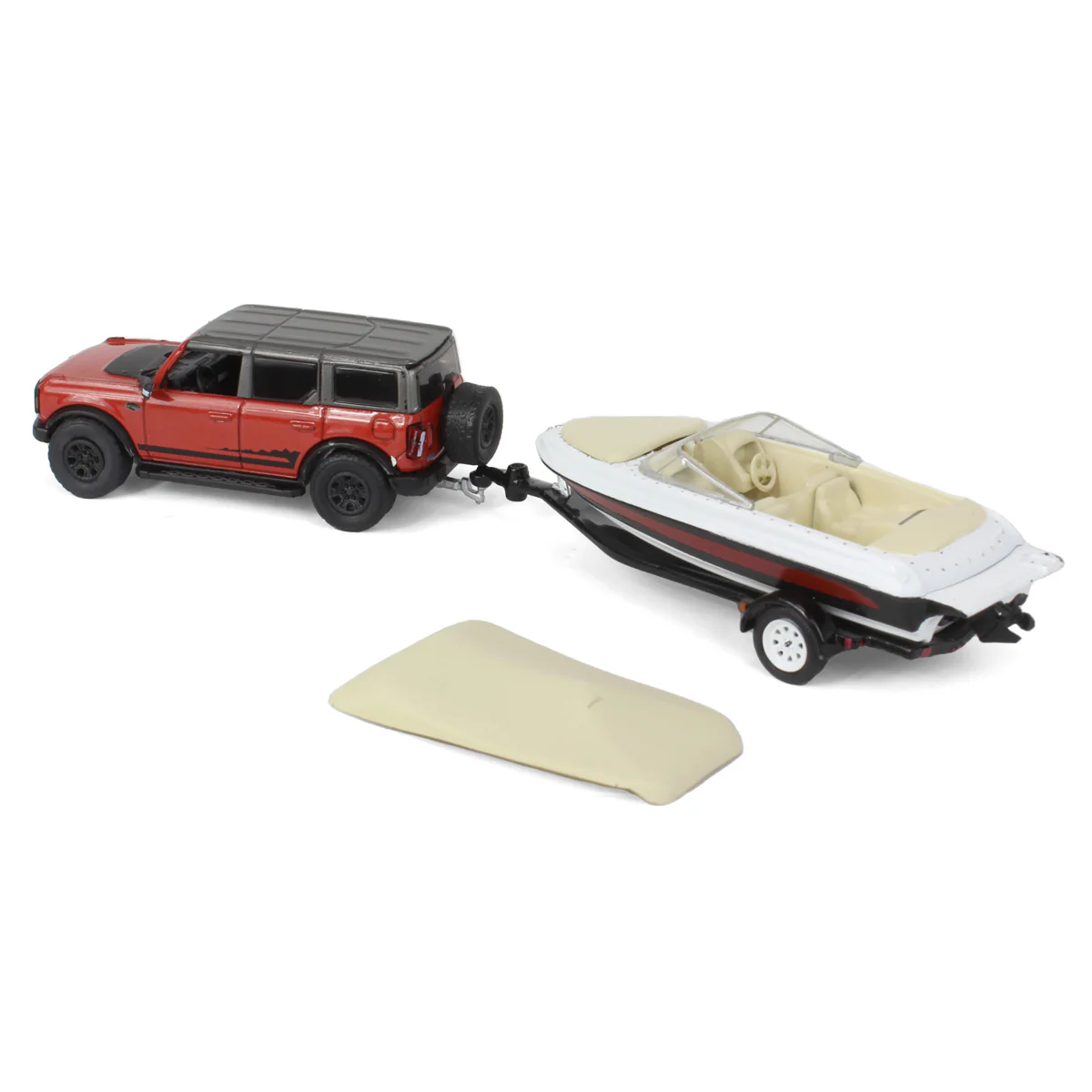 1/64 2021 Ford Bronco Wildtrak with Boat Trailer, Red, Hitch & Tow Series 23 - Image 4
