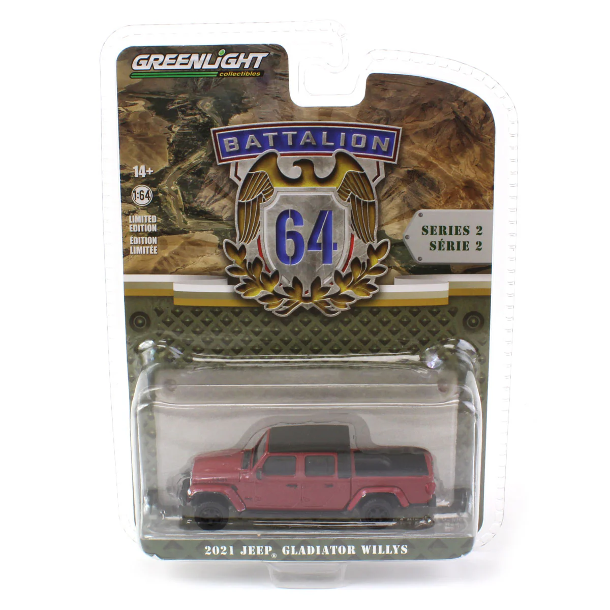 1/64 2021 Jeep Gladiator Willys, Snazzberry, Battalion 64 Series 2 - Image 2