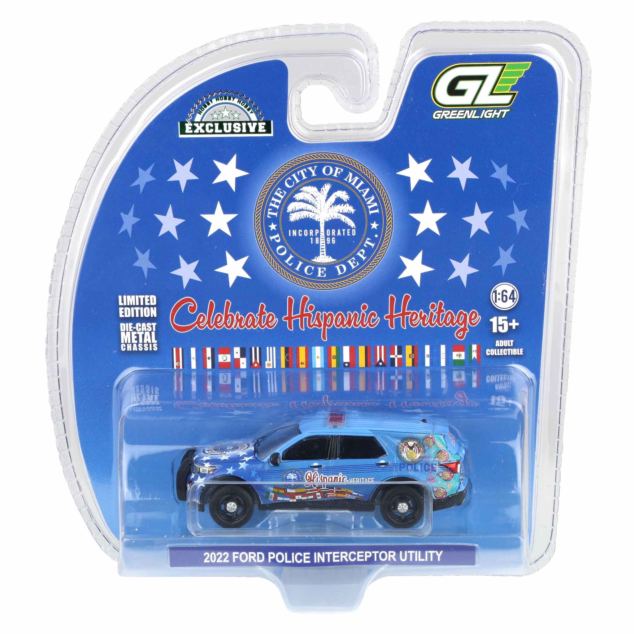 1/64 2022 Ford Police Interceptor Utility, Miami Police Department Hispanic Heritage Deco , Hobby Exclusive by GreenLight Collectibles - Image 6