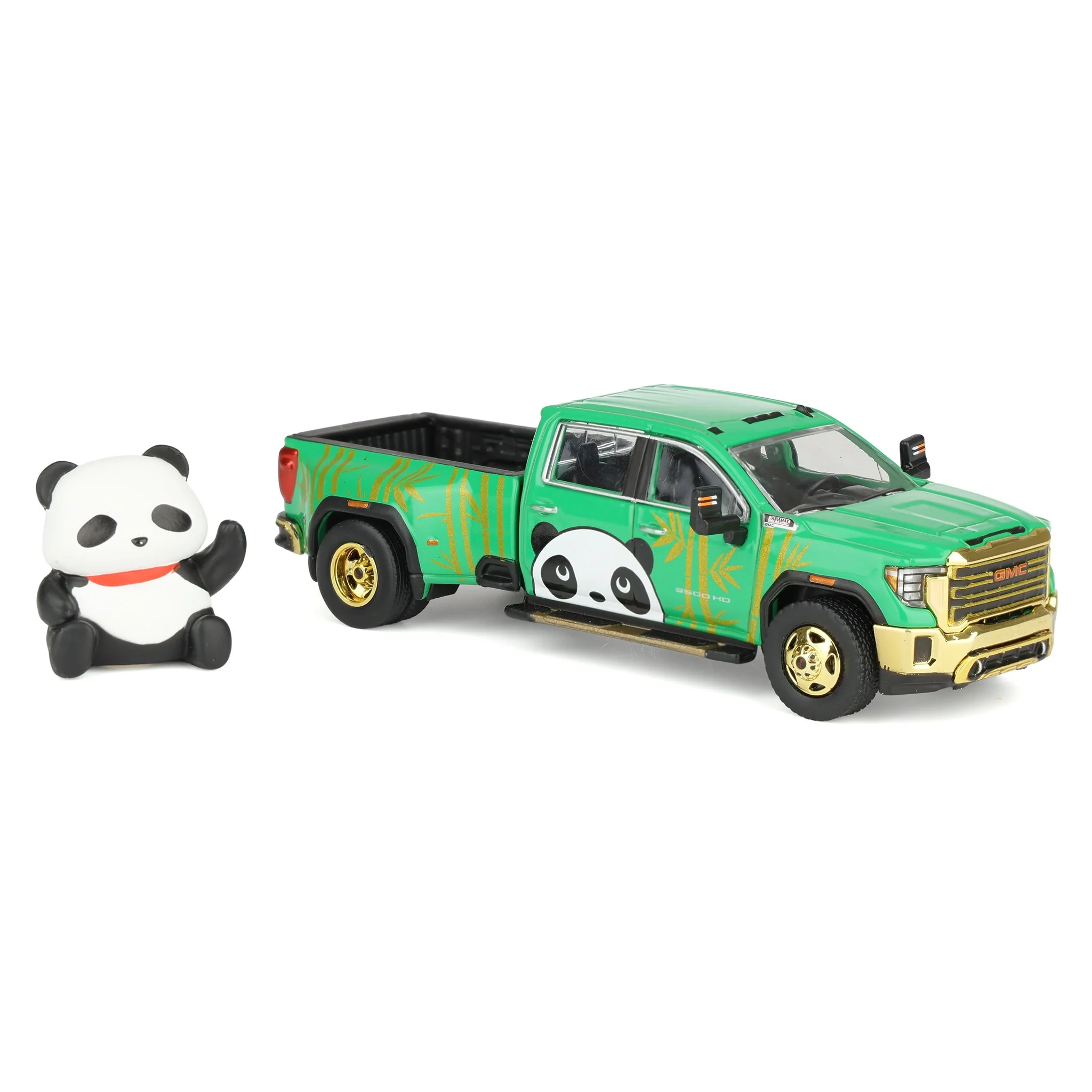 1/64 2022 GMC Sierra 3500 HD Denali Dually Pickup Truck with Beijing Panda, Green, 2025 GreenLight Waltersons Product Expo Exclusive - Image 2