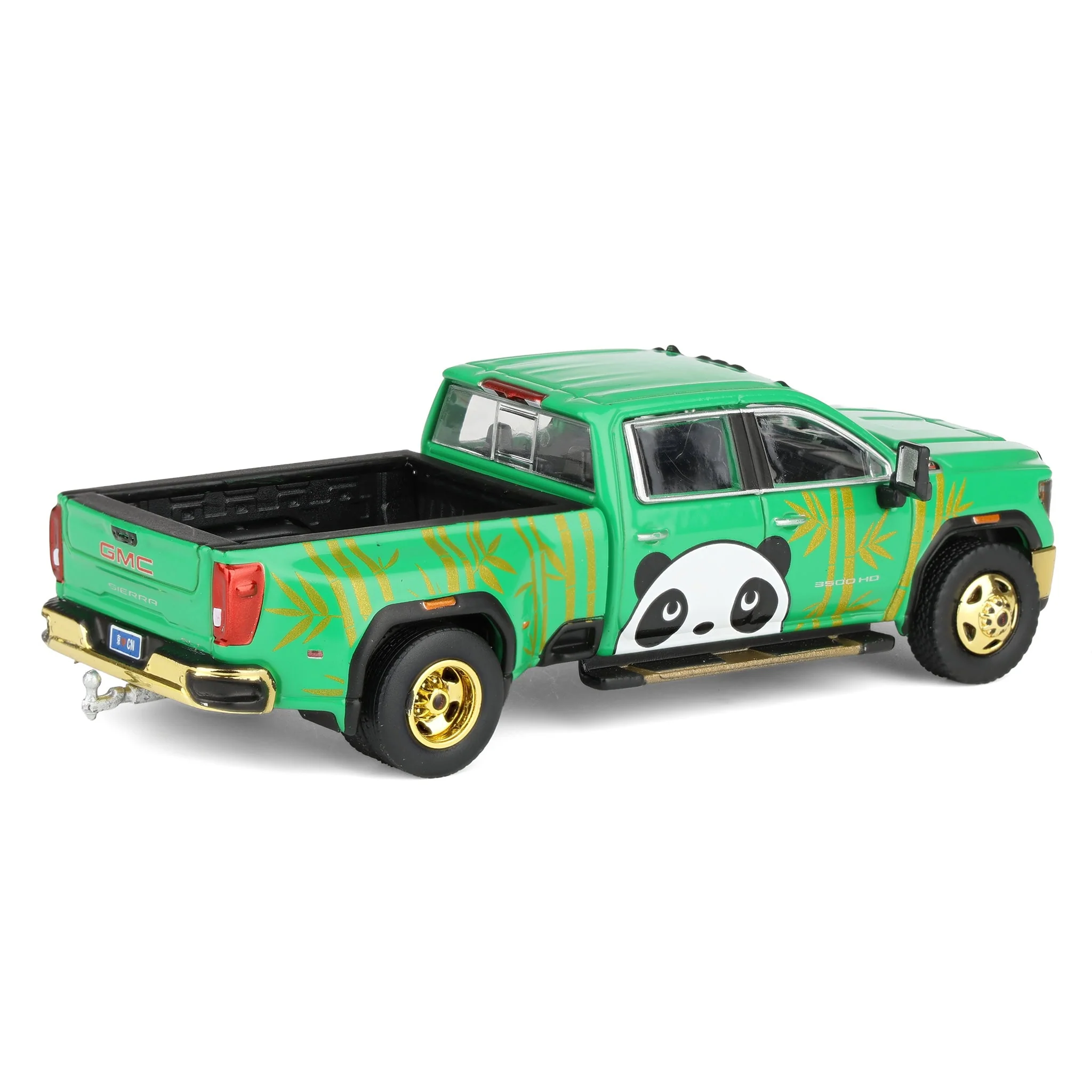 1/64 2022 GMC Sierra 3500 HD Denali Dually Pickup Truck with Beijing Panda, Green, 2025 GreenLight Waltersons Product Expo Exclusive - Image 3
