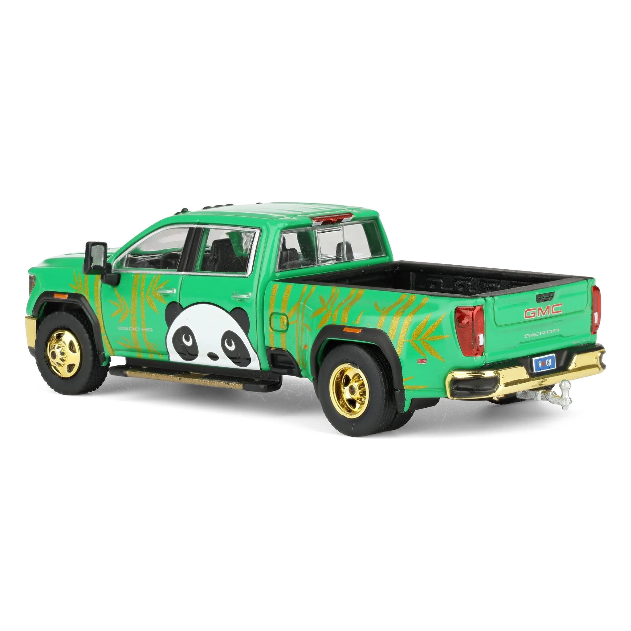1/64 2022 GMC Sierra 3500 HD Denali Dually Pickup Truck with Beijing Panda, Green, 2025 GreenLight Waltersons Product Expo Exclusive - Image 4