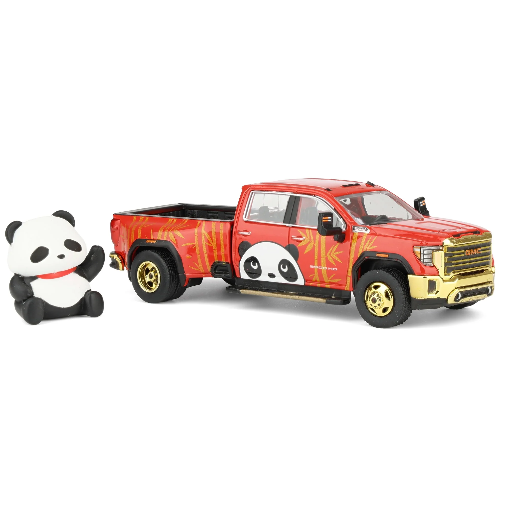 1/64 2022 GMC Sierra 3500 HD Denali Dually Pickup Truck with Beijing Panda, Red, 2025 GreenLight Waltersons Product Expo Exclusive - Image 2