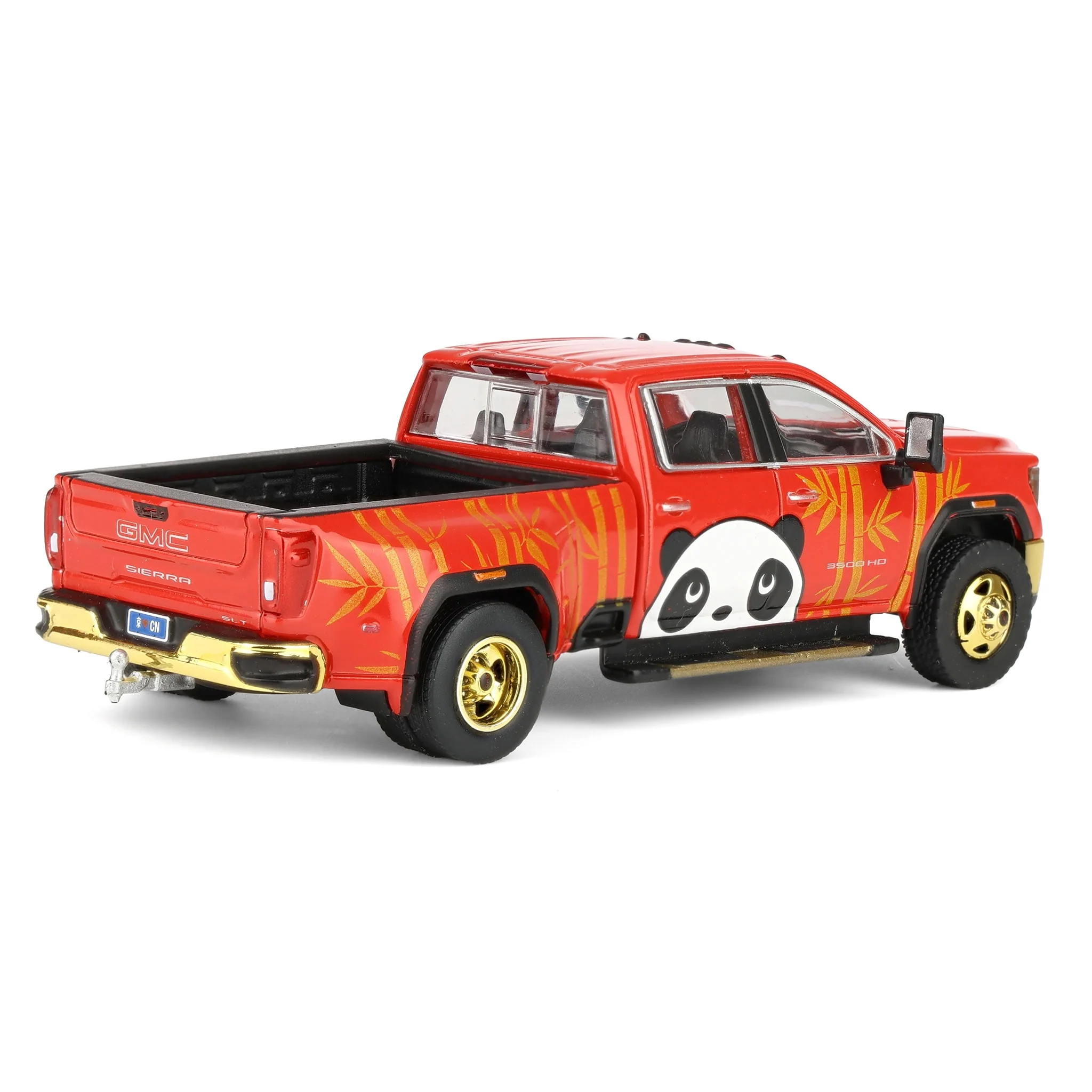 1/64 2022 GMC Sierra 3500 HD Denali Dually Pickup Truck with Beijing Panda, Red, 2025 GreenLight Waltersons Product Expo Exclusive - Image 3