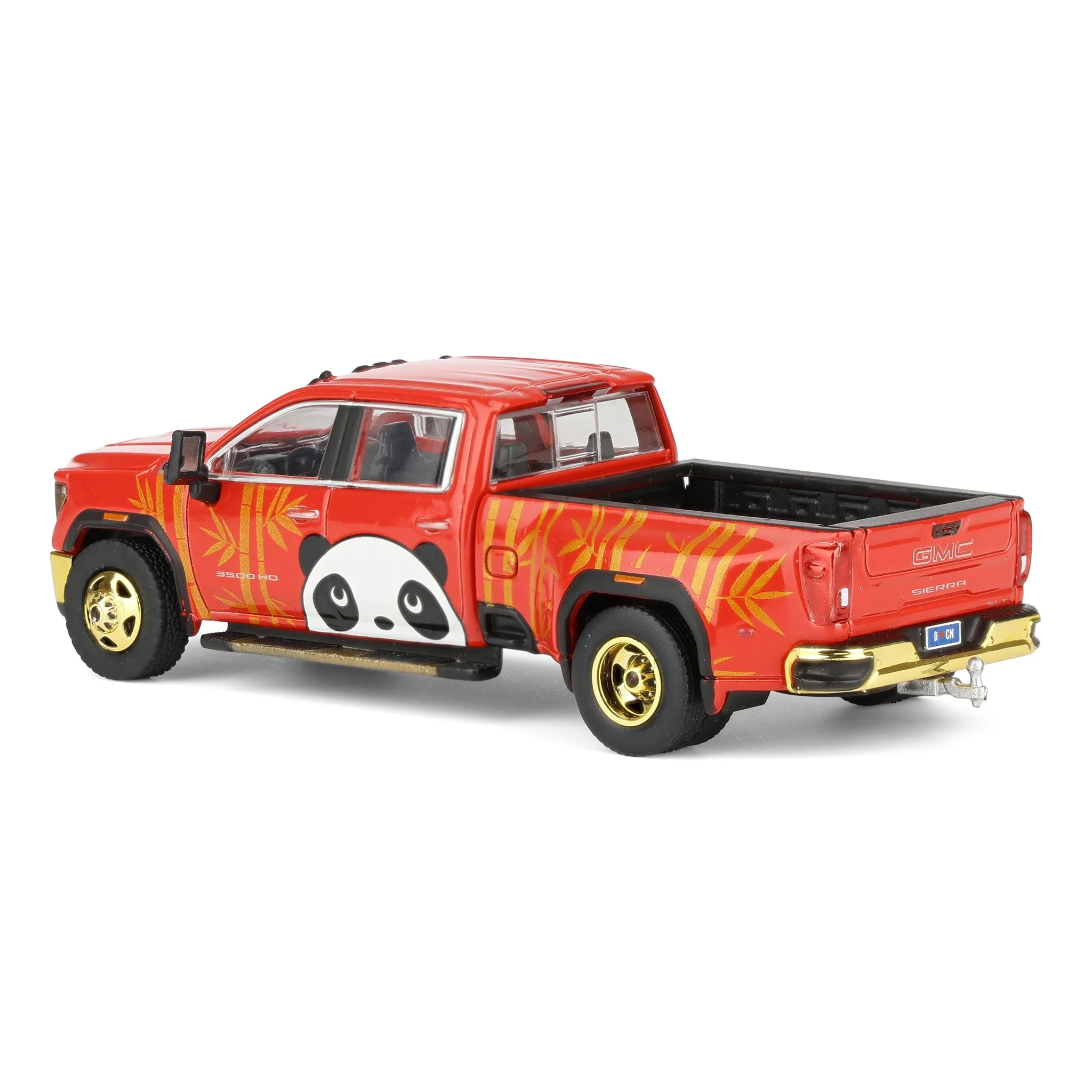1/64 2022 GMC Sierra 3500 HD Denali Dually Pickup Truck with Beijing Panda, Red, 2025 GreenLight Waltersons Product Expo Exclusive - Image 4