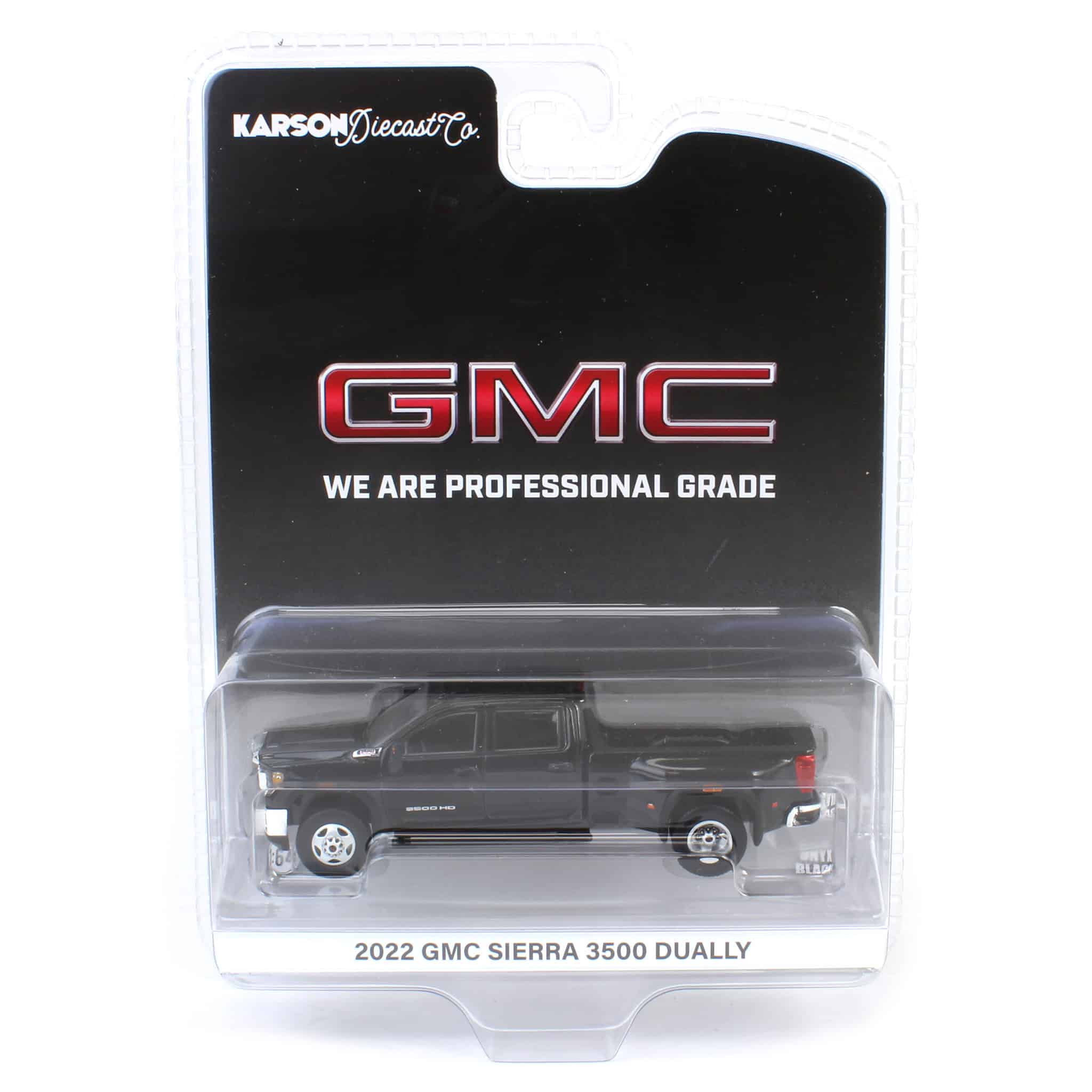1/64 2022 GMC Sierra 3500HD Pro Dually, Onyx Black, Karson Diecast Exclusive - Image 6