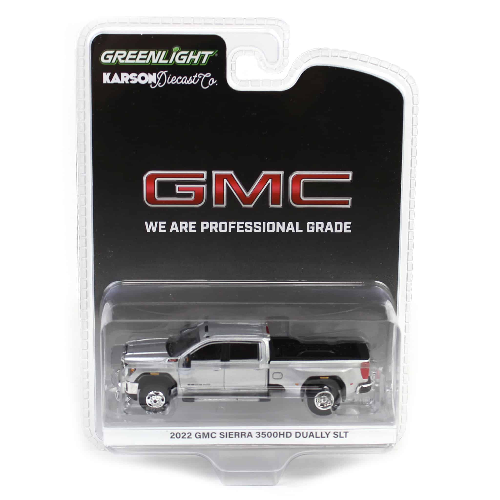 1/64 2022 GMC Sierra 3500HD Pro Dually, Quicksilver Metallic, Karson Diecast Exclusive - Image 7