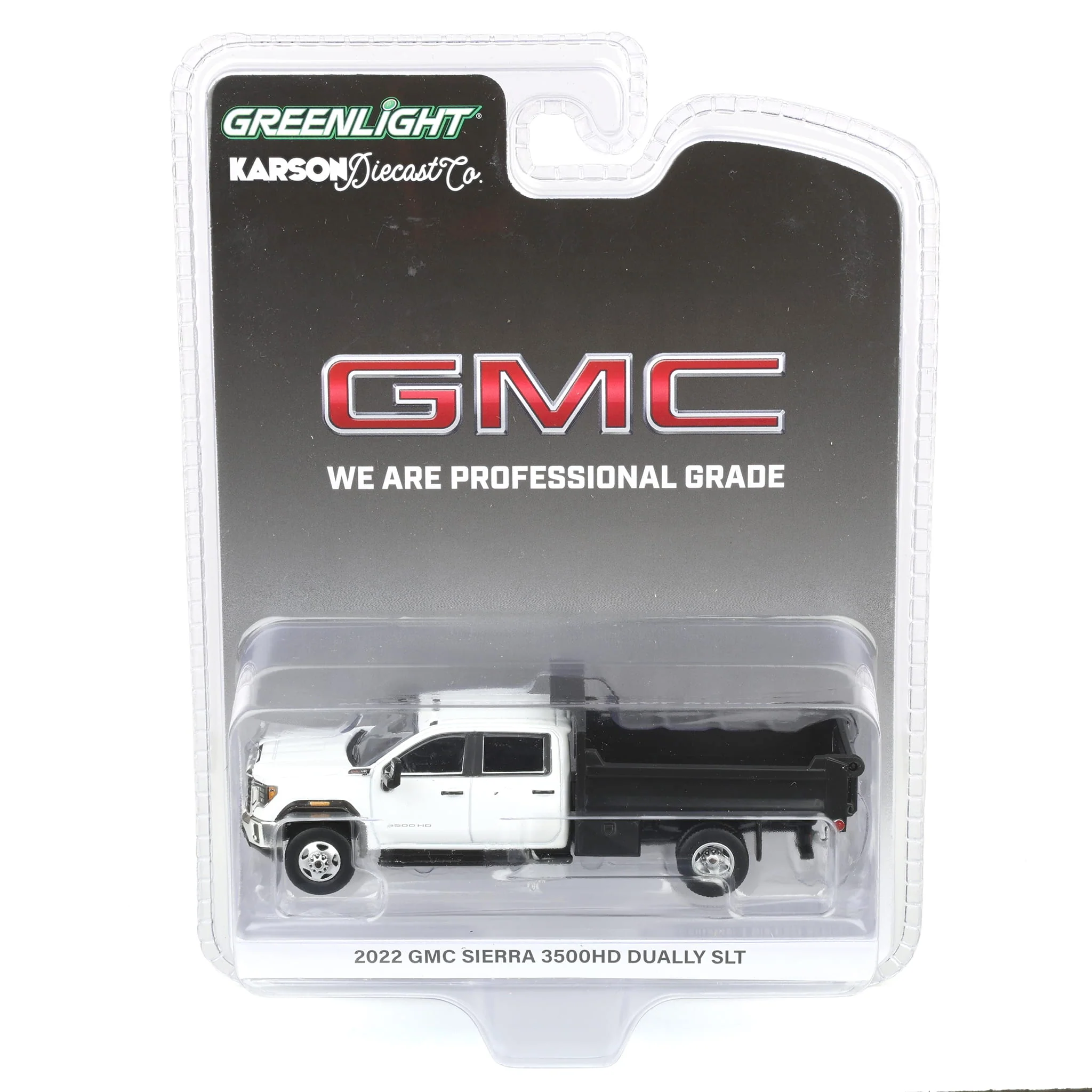 1/64 2022 GMC Sierra 3500HD Pickup Truck with Dump Bed, Summit White, Karson Diecast Exclusive - Image 6