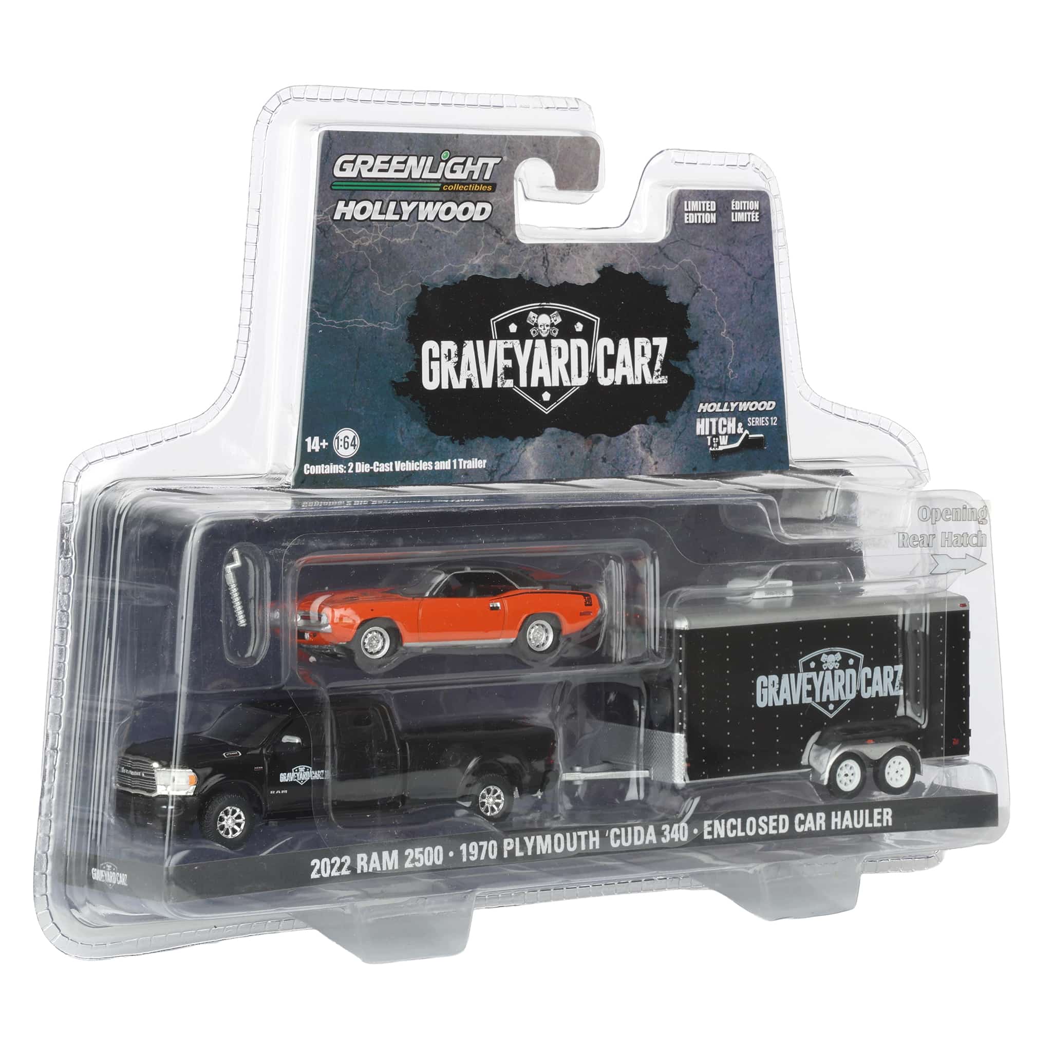 1/64 2022 Ram 2500 with 1970 Plymouth ‘Cuda 340 in Enclosed Car Hauler, Graveyard Carz (2012-Current TV Series) - Image 2
