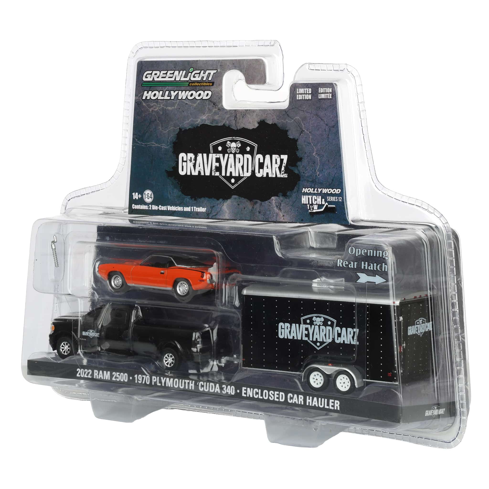 1/64 2022 Ram 2500 with 1970 Plymouth ‘Cuda 340 in Enclosed Car Hauler, Graveyard Carz (2012-Current TV Series) - Image 3