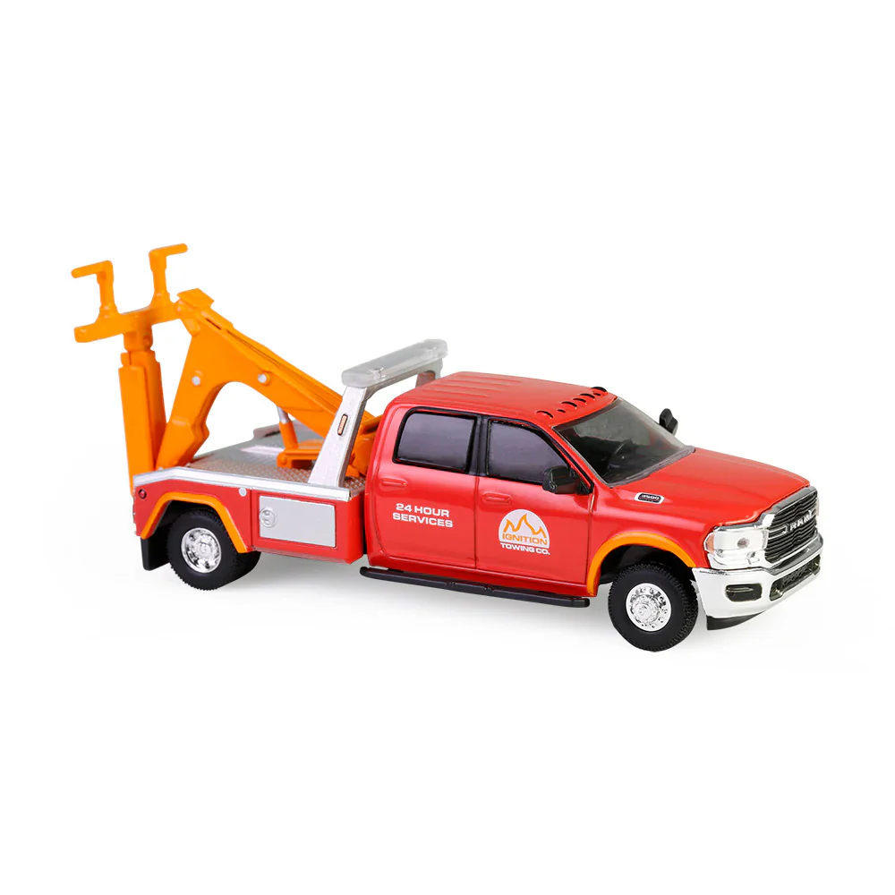 1/64 2022 Ram 3500 Dually Wrecker, Red & Orange, Dually Drivers Series 16 - Image 2