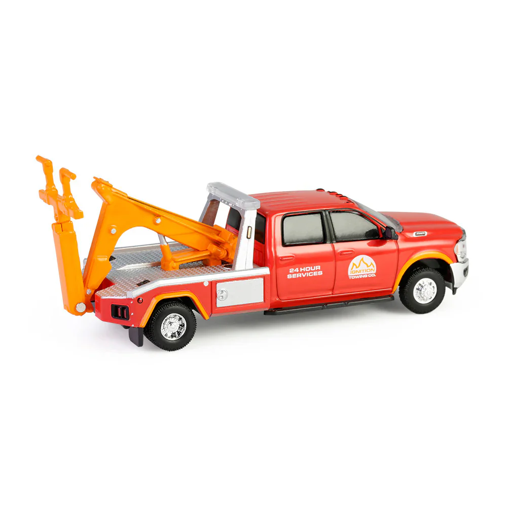 1/64 2022 Ram 3500 Dually Wrecker, Red & Orange, Dually Drivers Series 16 - Image 7