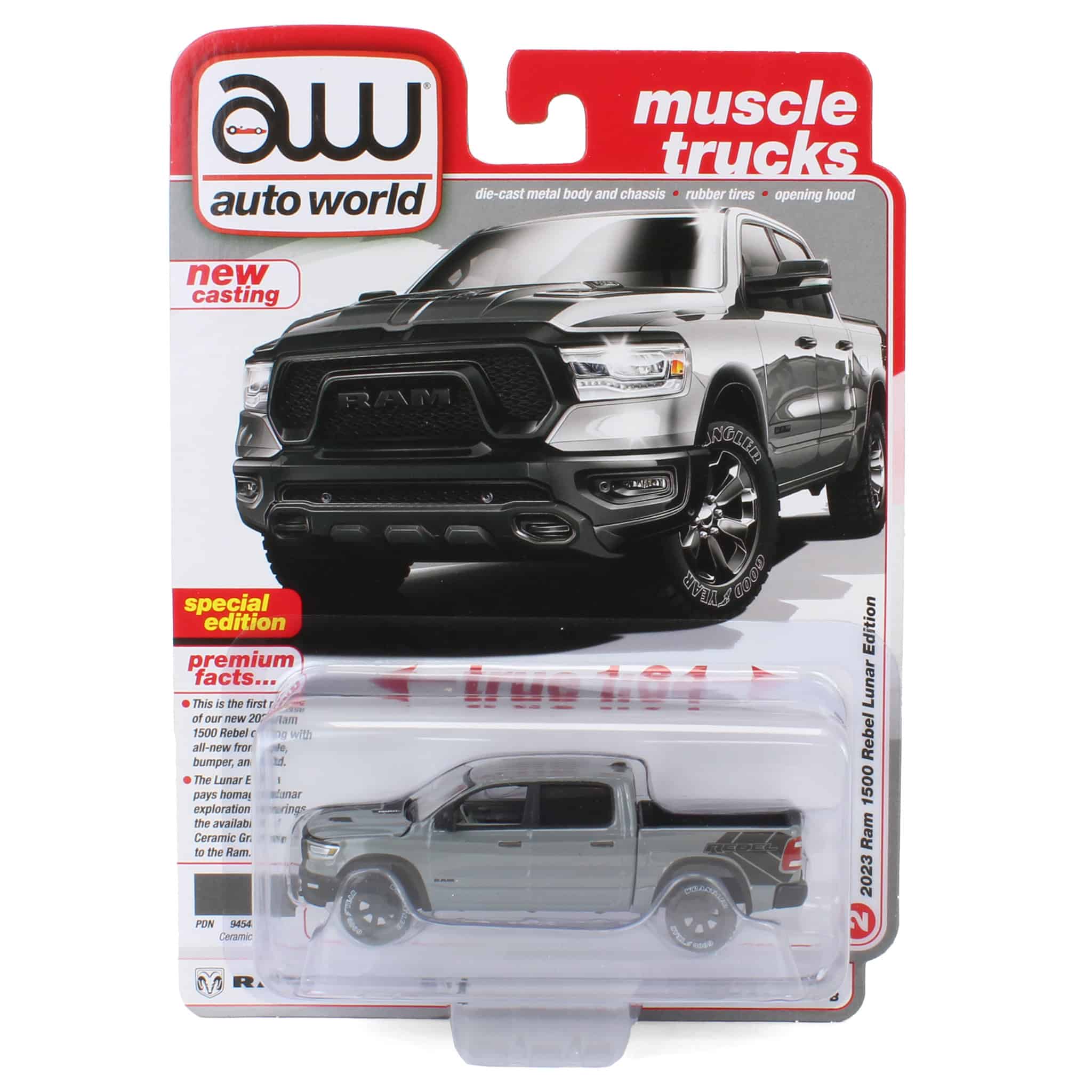 1/64 2023 Dodge Ram Rebel Lunar Edition, Gray, Auto World - Image 6