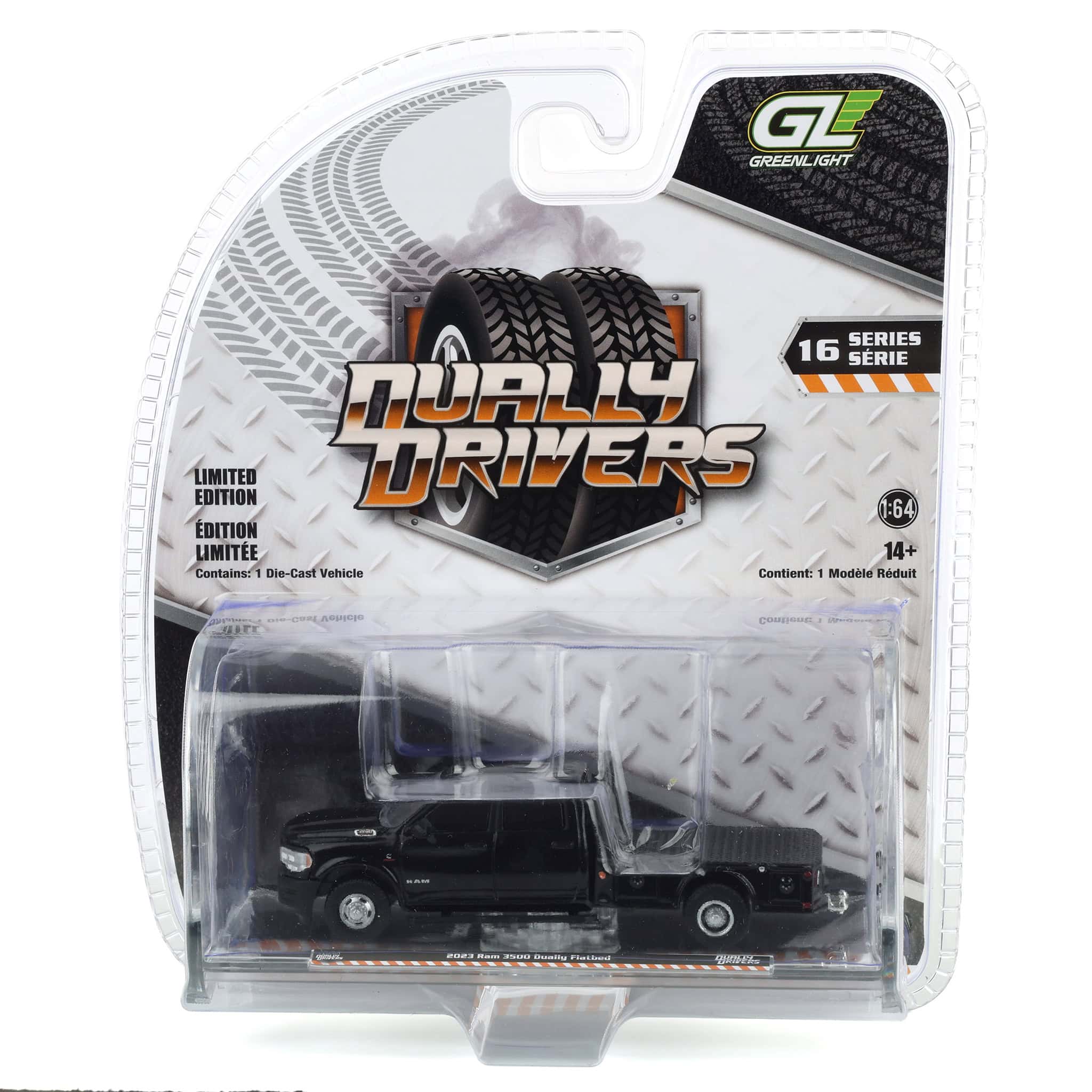 1/64 2023 Ram 3500 Dually Flatbed, Black, Dually Drivers Series 16 - Image 6