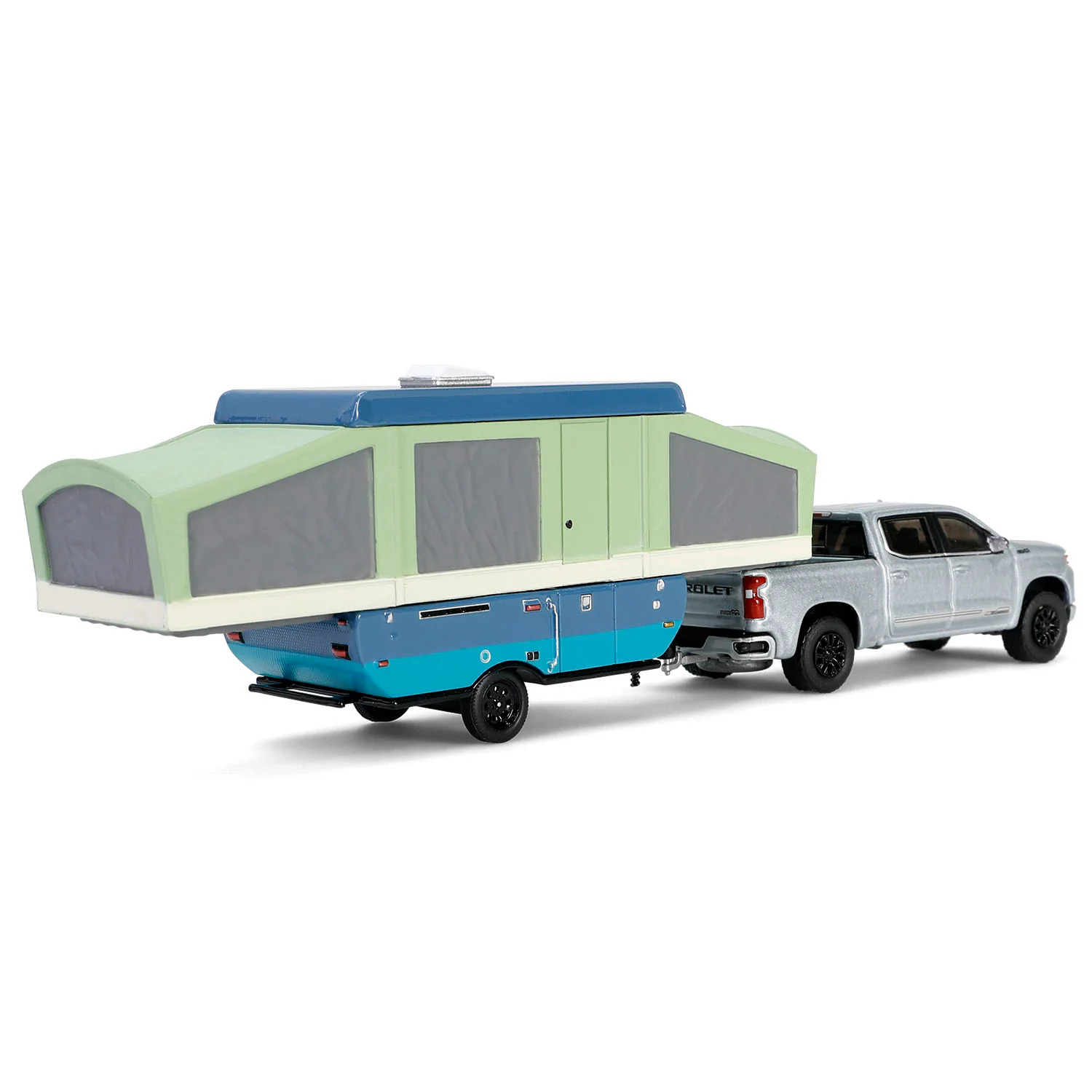 1/64 2024 Chevrolet Silverado High Country with Pop-Up Camper, Sterling Gray, Hitch & Tow Series 32 - Image 2