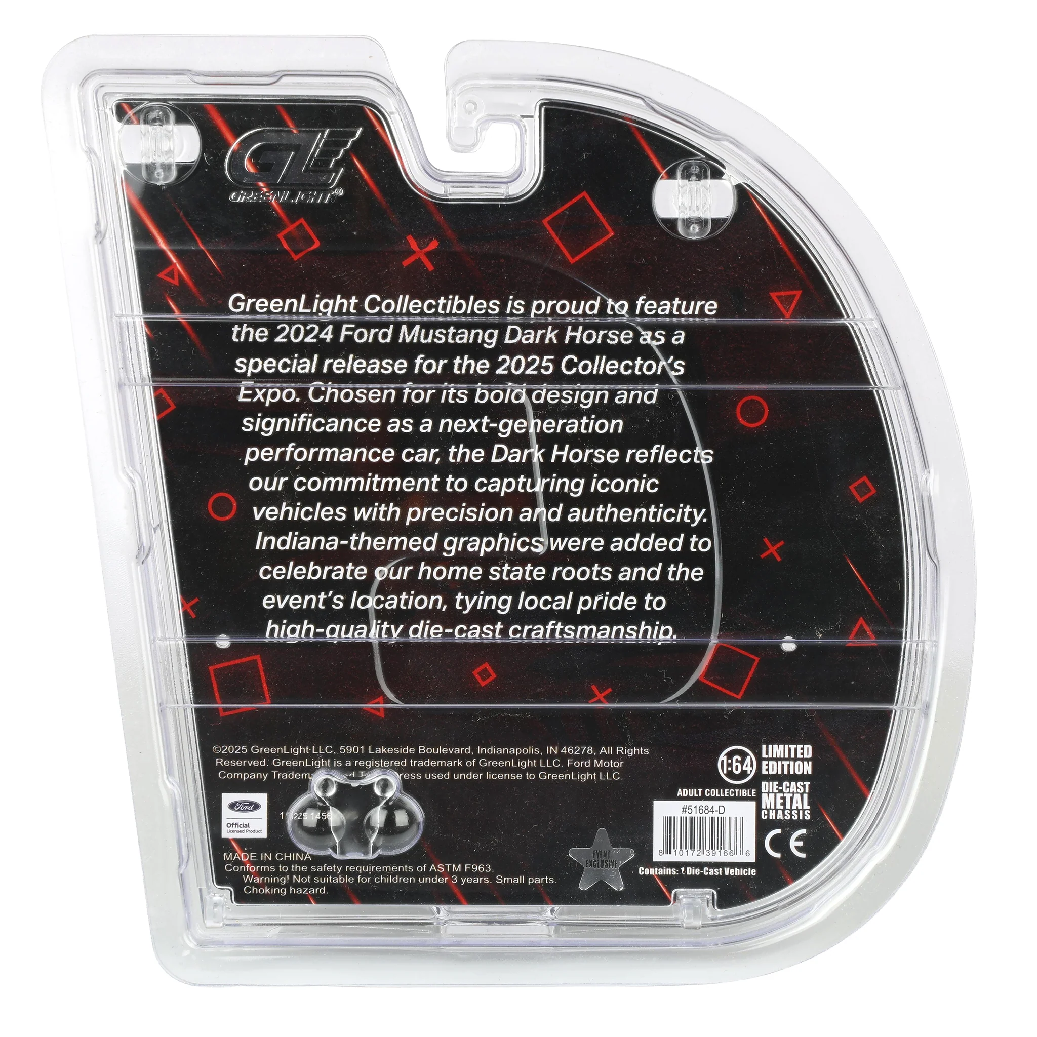 1/64 2024 Ford Mustang Dark Horse, Red with Indiana Stripe, 2025 GreenLight Waltersons Product Expo Exclusive - Image 7