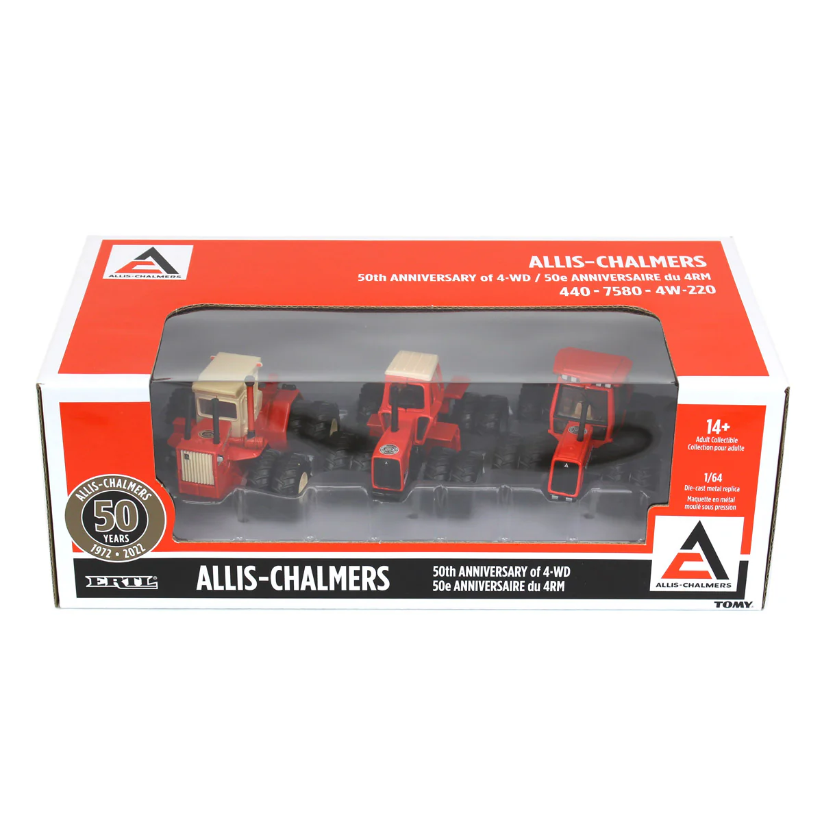 1/64 Allis Chalmers 50th Anniversary 4WD Tractor Set with 440, 7580 & 4W-220 by ERTL - Image 8
