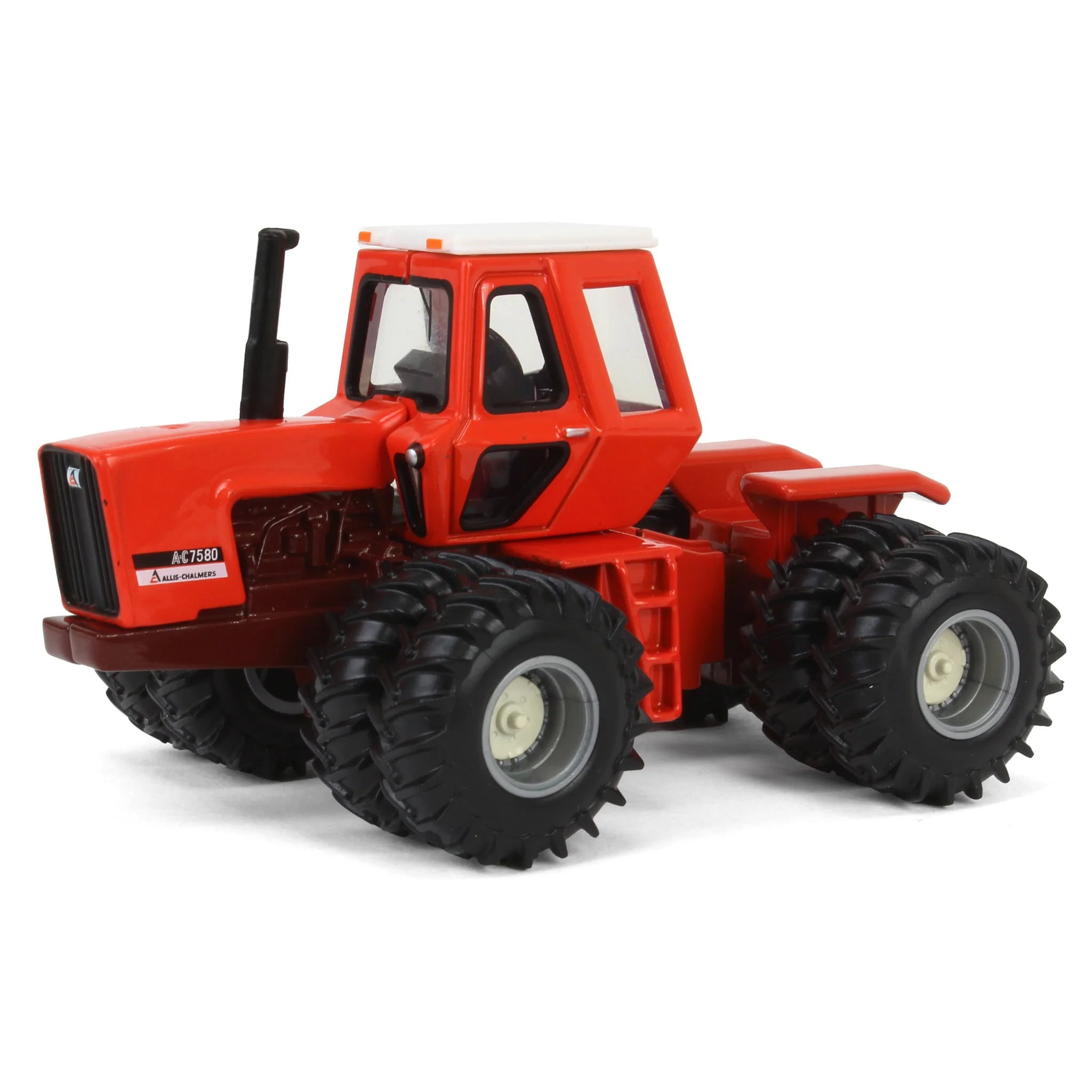 1/64 Allis Chalmers 7580 Maroon Belly Tractor & Semi Truck with Lowboy Trailer by ERTL - Image 5