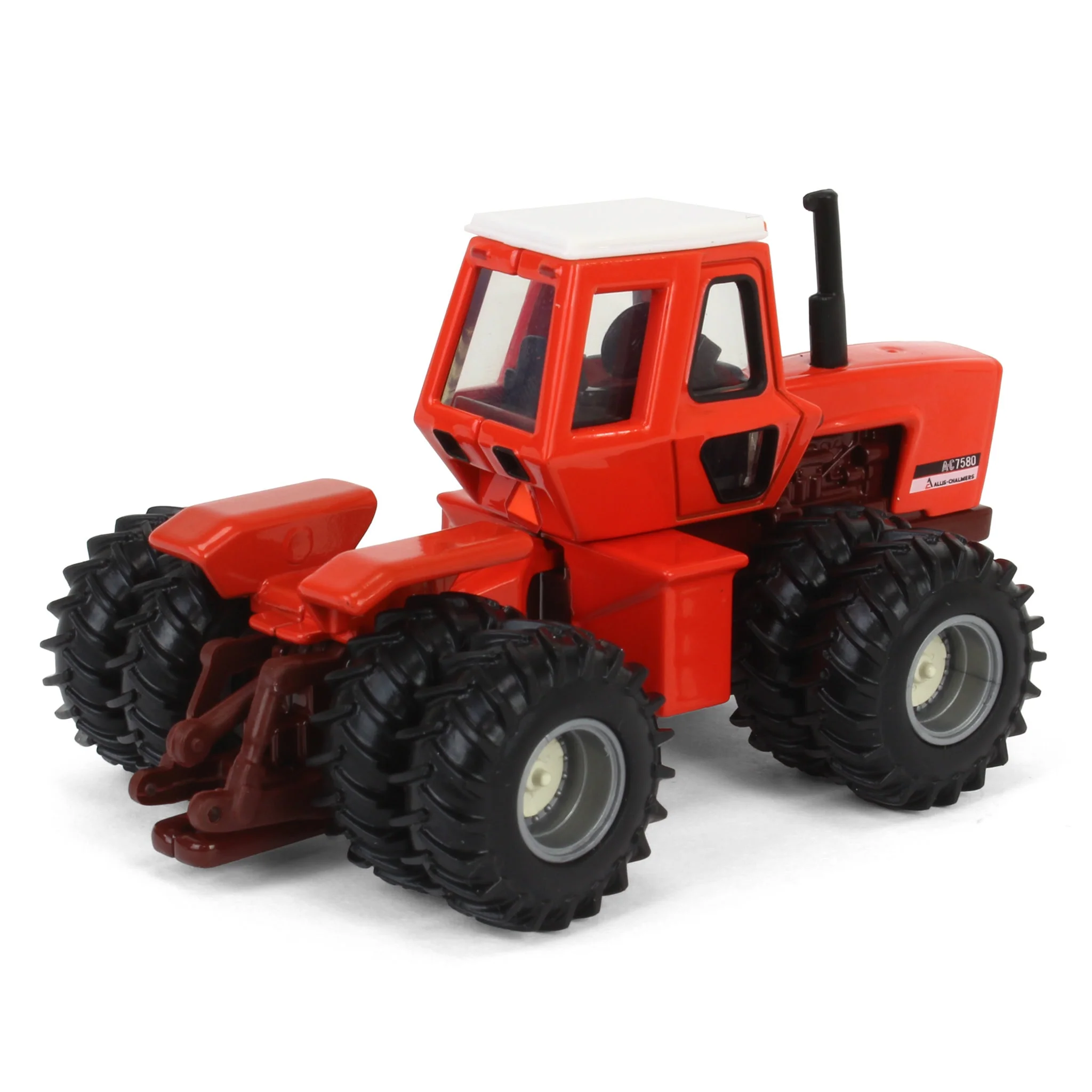 1/64 Allis Chalmers 7580 Maroon Belly Tractor & Semi Truck with Lowboy Trailer by ERTL - Image 6