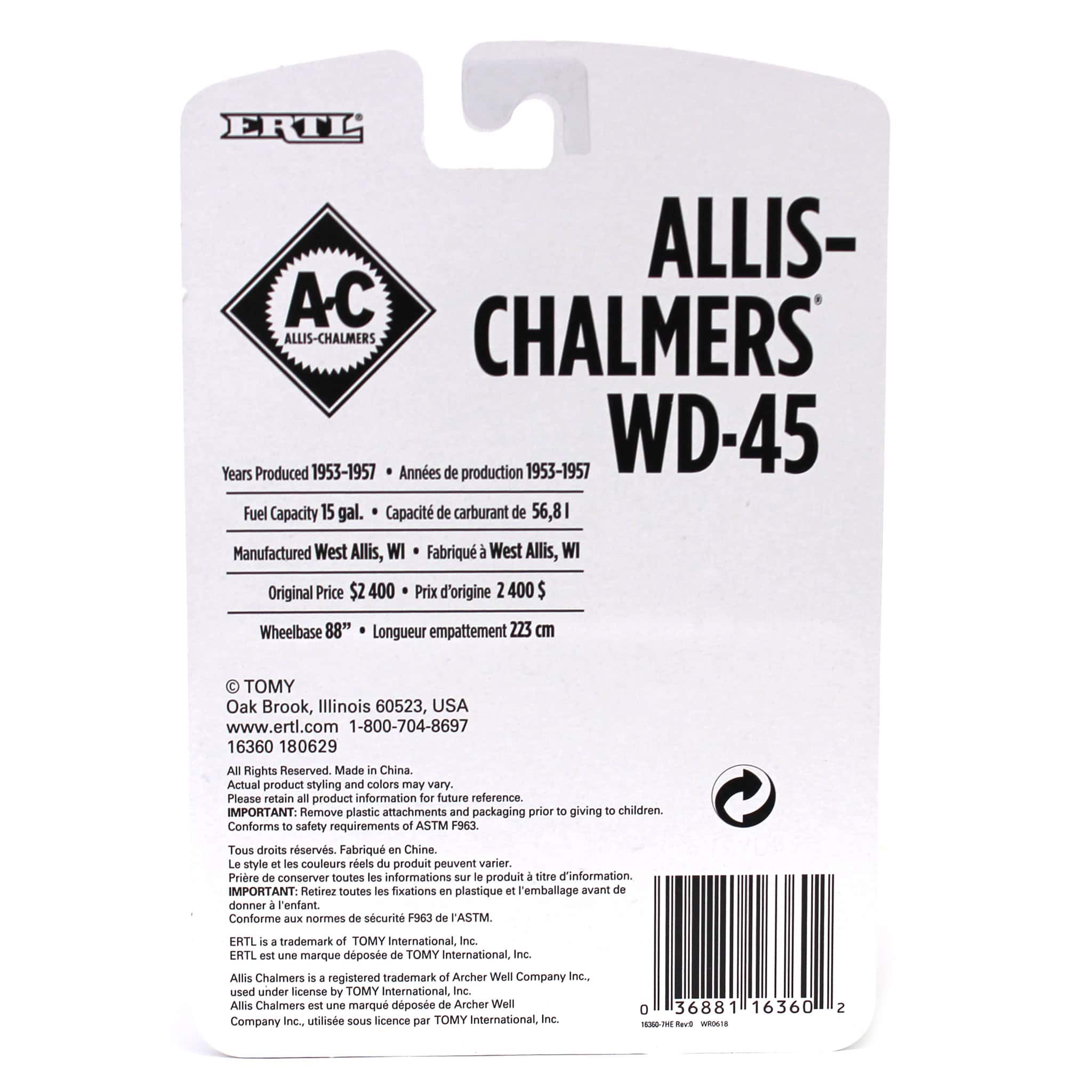 1/64 Allis Chalmers WD-45 Narrow Front Tractor - Image 4