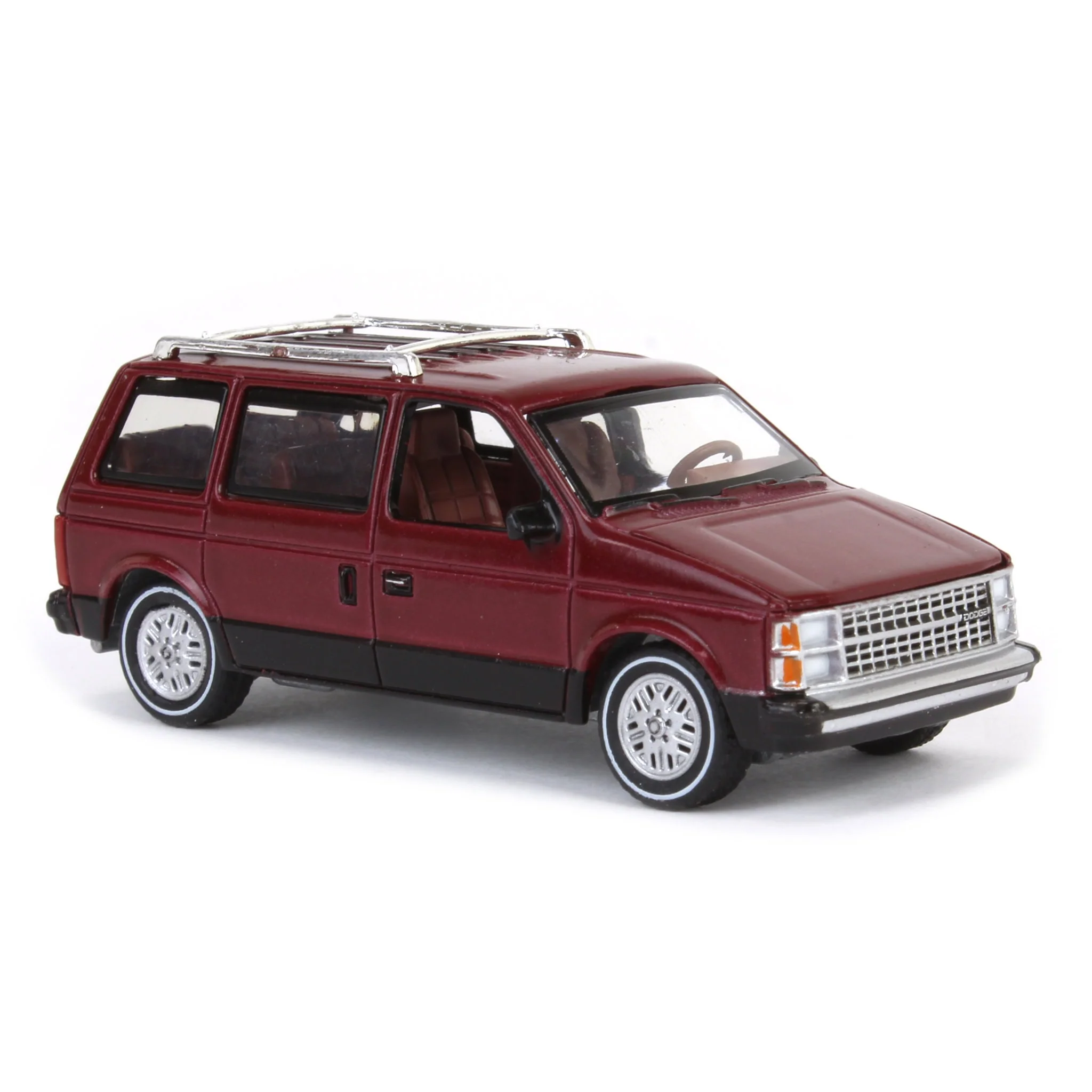 1/64 Auto World 1985 Dodge Caravan, Crimson Red with Black - Image 2