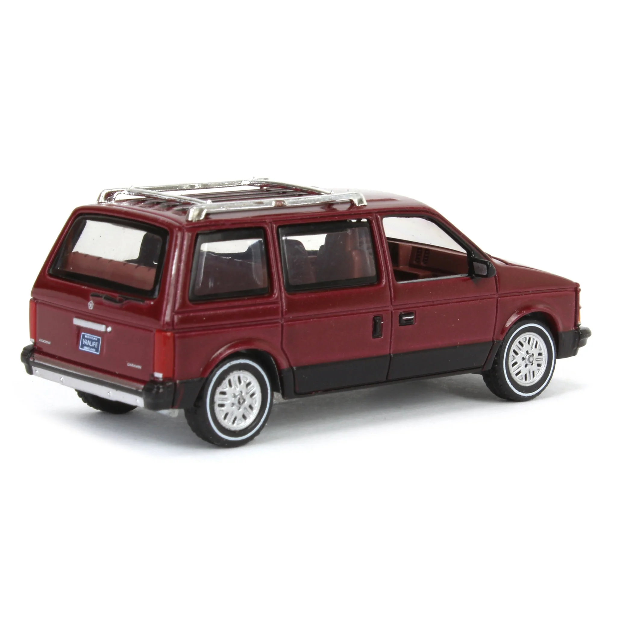 1/64 Auto World 1985 Dodge Caravan, Crimson Red with Black - Image 3