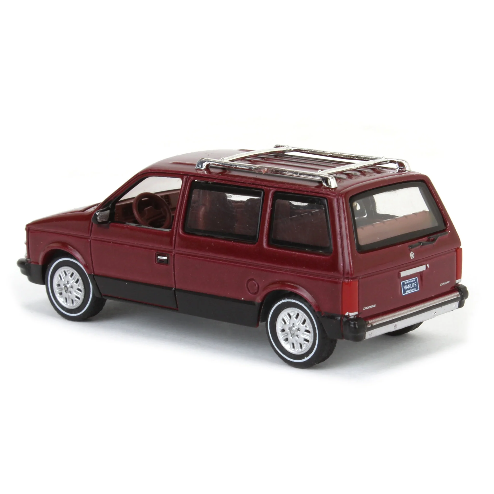 1/64 Auto World 1985 Dodge Caravan, Crimson Red with Black - Image 4