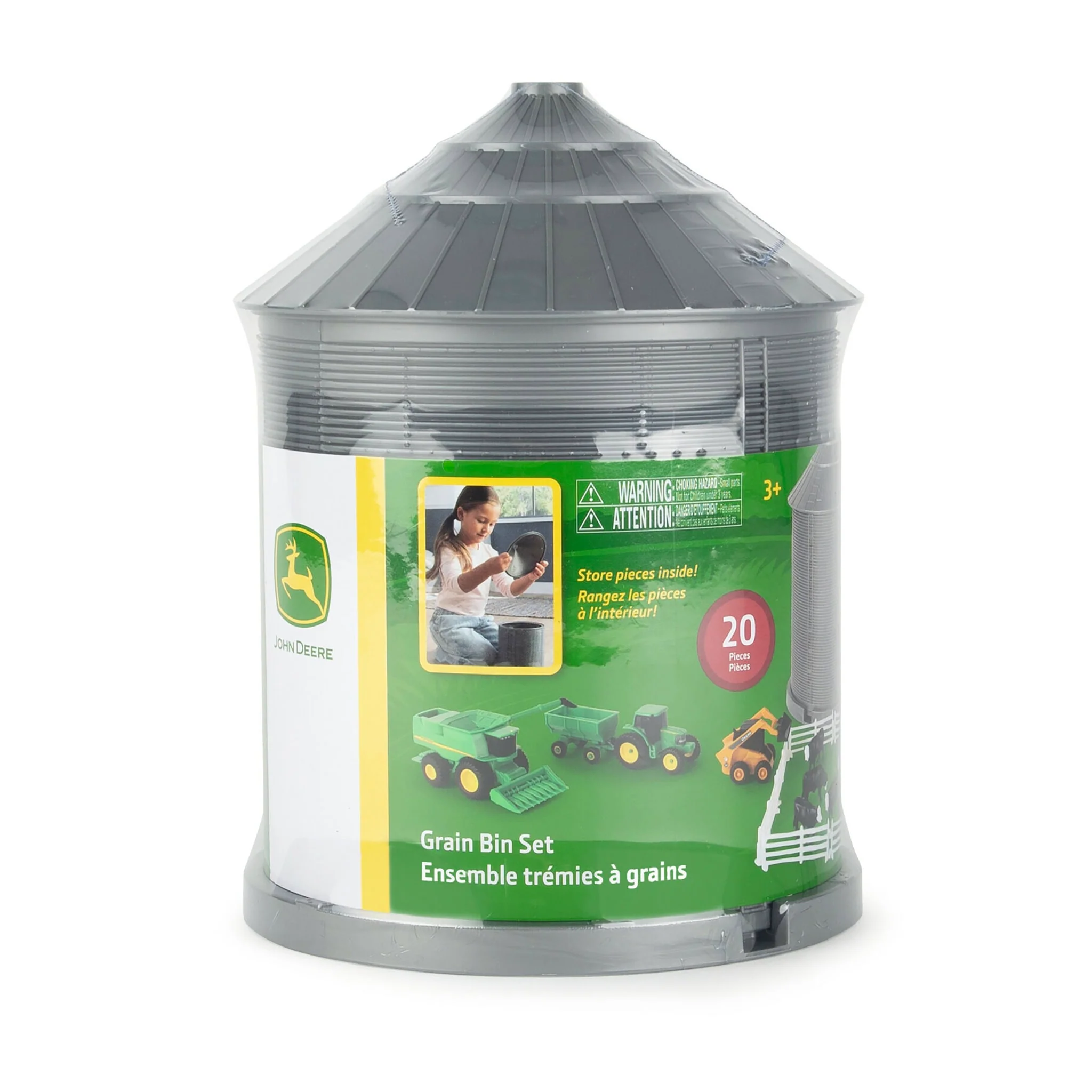 1/64 Big Farm 9" x 6.5" Grain Bin, 20 Piece Farm Set with John Deere Combine, Tractor & Skid Steer - Image 6