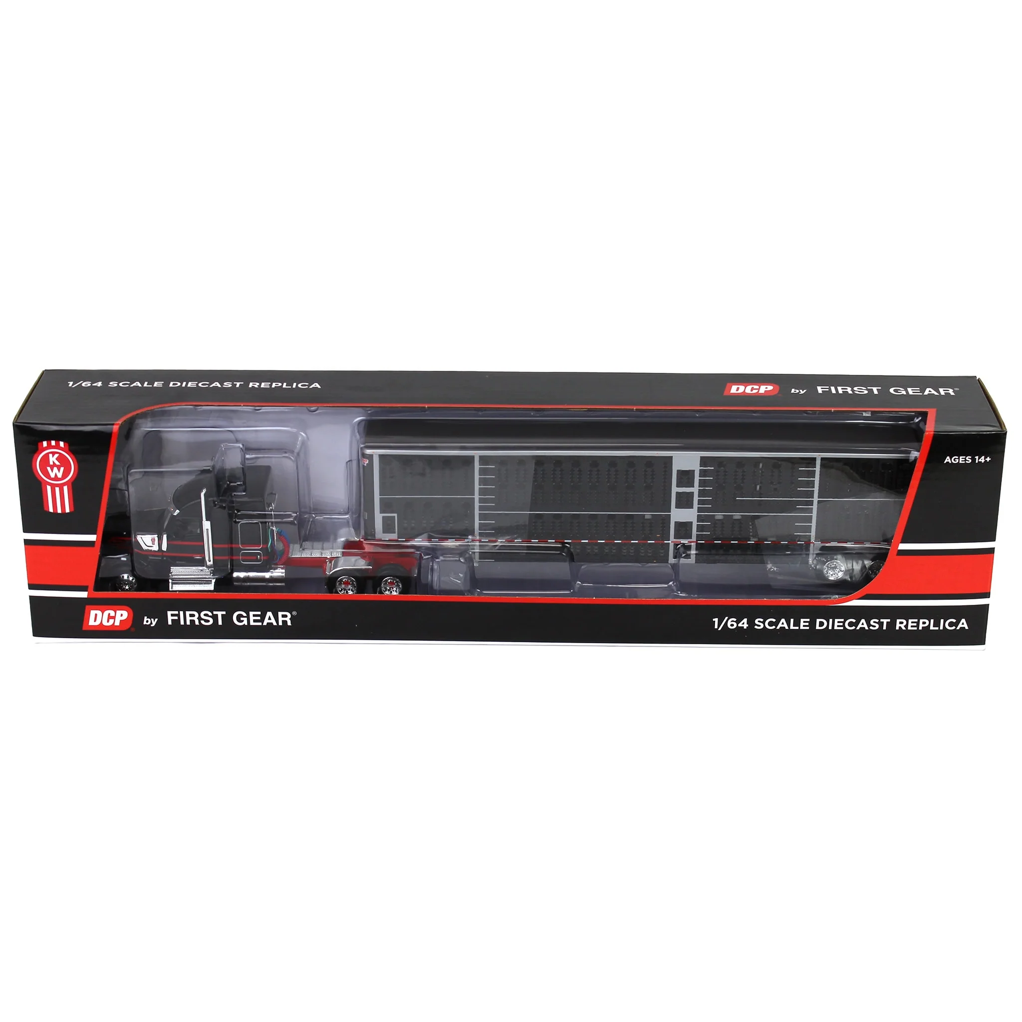 1/64 Black & Red Kenworth W990 with Wilson Silverstar Livestock Trailer, DCP by First Gear - Image 5